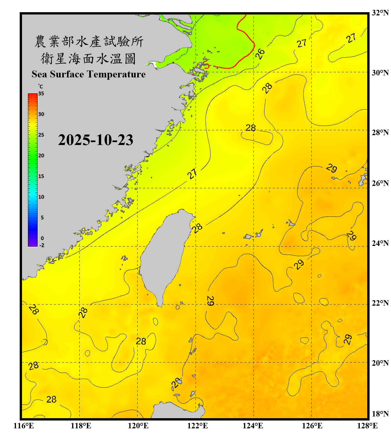 domain-taiwan_20251023090000-JPL-L4_GHRSST-SSTfnd-MUR-GLOB-v02.0-fv04.1.nc_contour