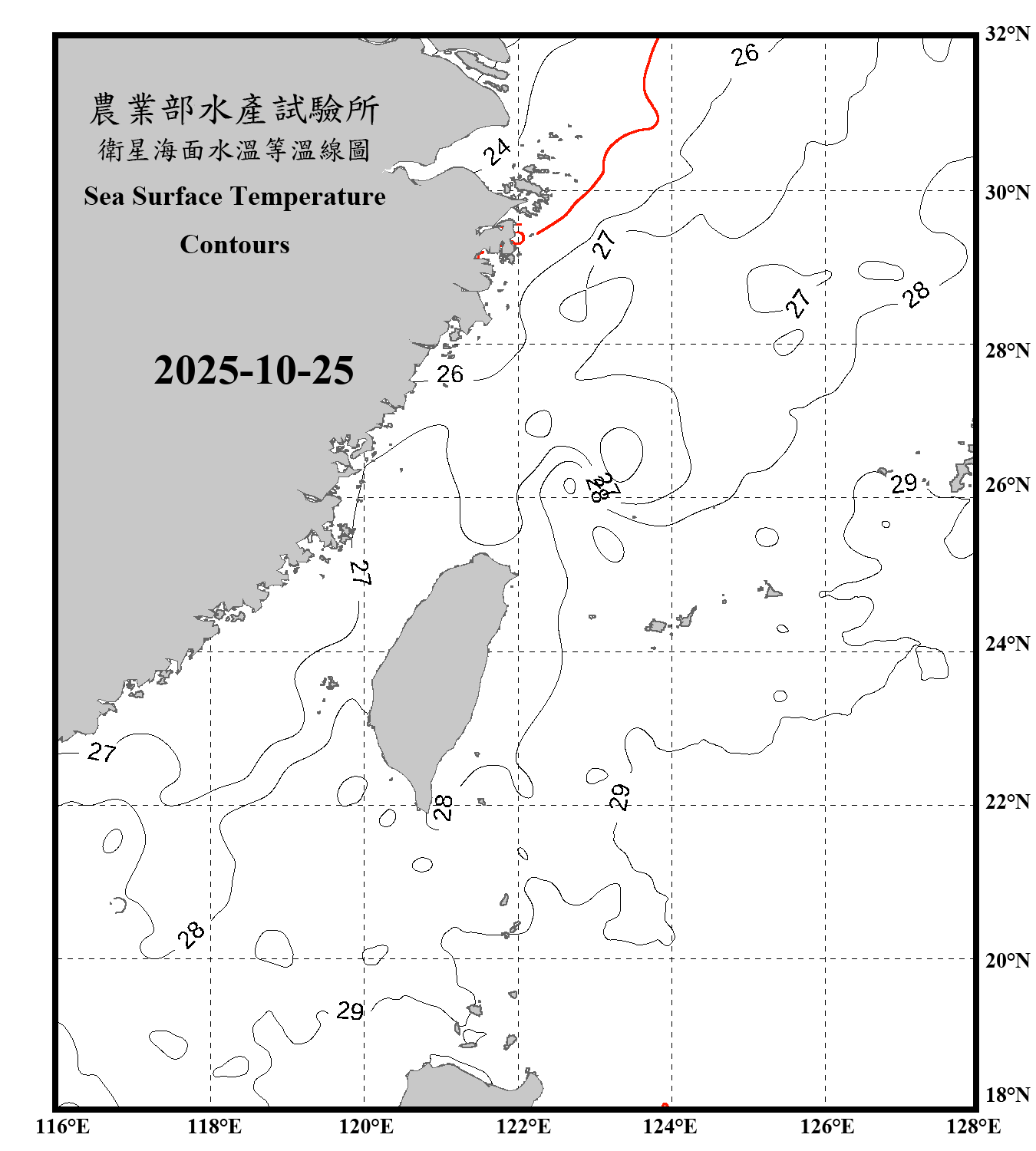 domain-taiwan_20251025090000-JPL-L4_GHRSST-SSTfnd-MUR-GLOB-v02.0-fv04.1.nc_contour_only