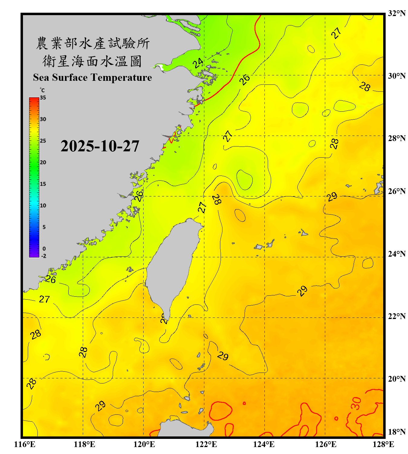 domain-taiwan_20251027090000-JPL-L4_GHRSST-SSTfnd-MUR-GLOB-v02.0-fv04.1.nc_contour