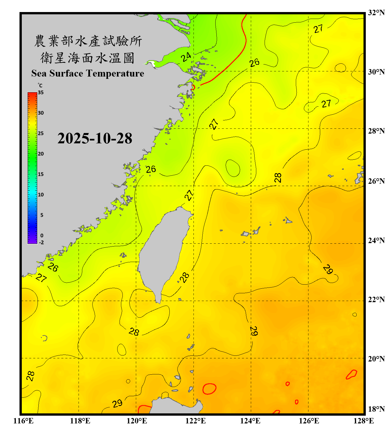 domain-taiwan_20251028090000-JPL-L4_GHRSST-SSTfnd-MUR-GLOB-v02.0-fv04.1.nc_contour
