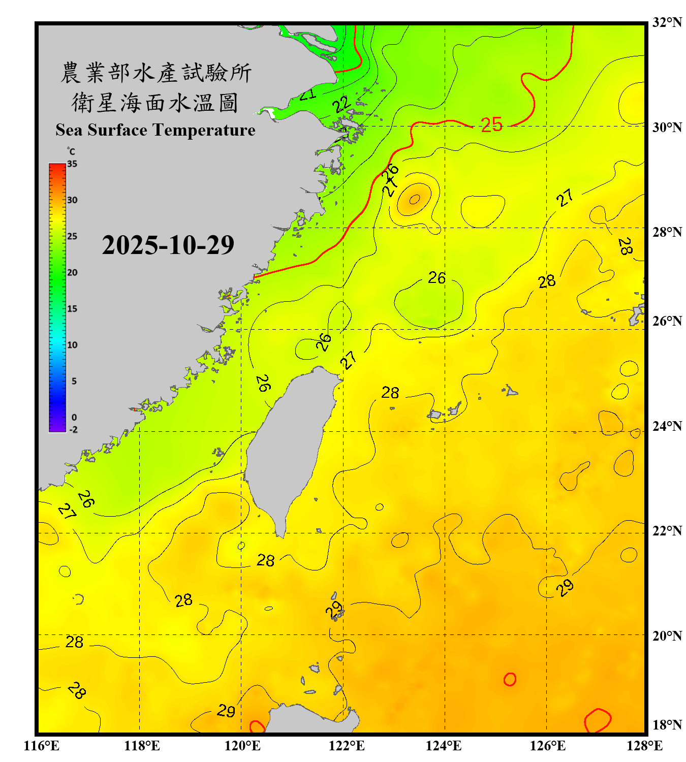 domain-taiwan_20251029090000-JPL-L4_GHRSST-SSTfnd-MUR-GLOB-v02.0-fv04.1.nc_contour