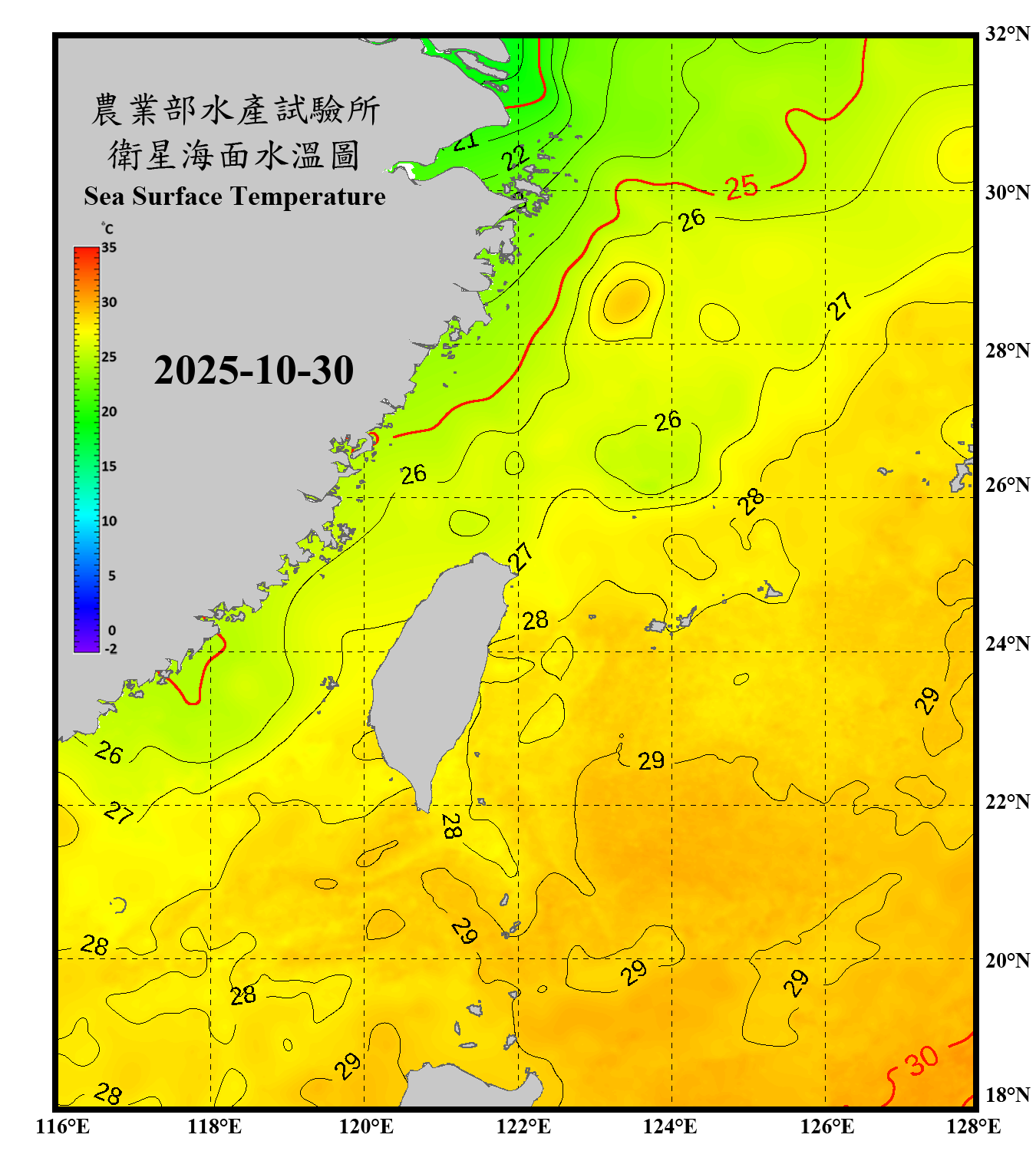 domain-taiwan_20251030090000-JPL-L4_GHRSST-SSTfnd-MUR-GLOB-v02.0-fv04.1.nc_contour