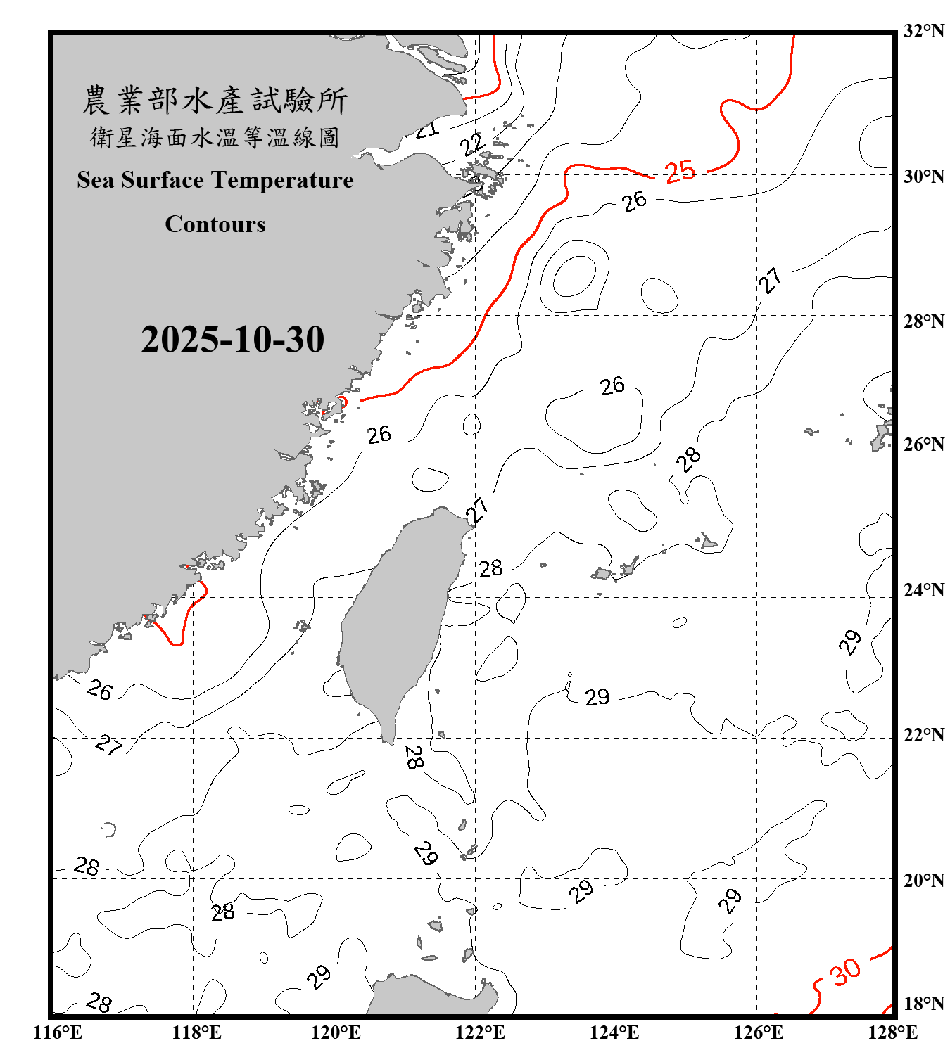domain-taiwan_20251030090000-JPL-L4_GHRSST-SSTfnd-MUR-GLOB-v02.0-fv04.1.nc_contour_only