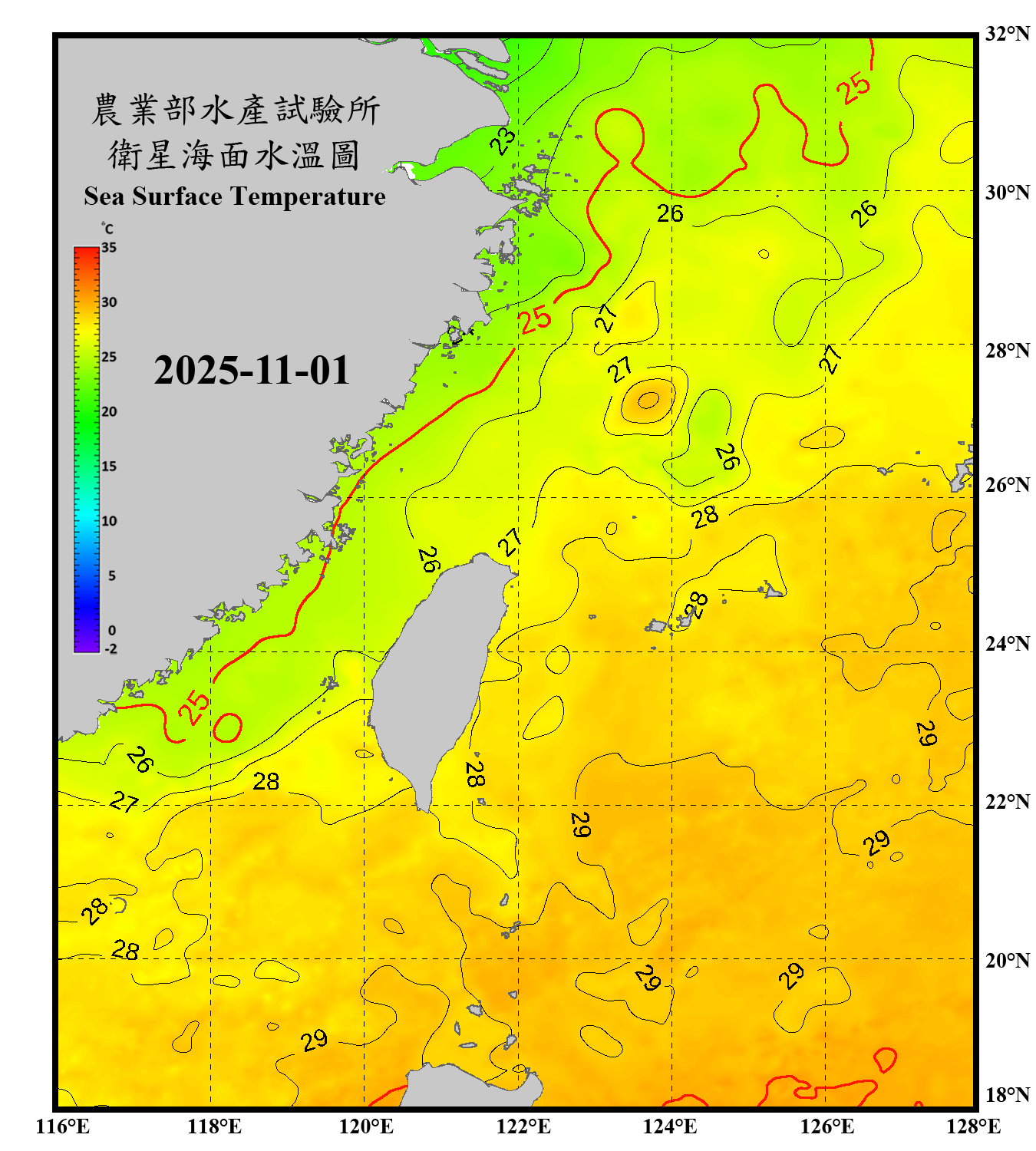domain-taiwan_20251101090000-JPL-L4_GHRSST-SSTfnd-MUR-GLOB-v02.0-fv04.1.nc_contour