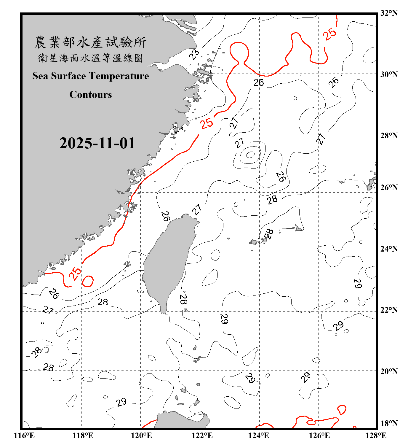 domain-taiwan_20251101090000-JPL-L4_GHRSST-SSTfnd-MUR-GLOB-v02.0-fv04.1.nc_contour_only
