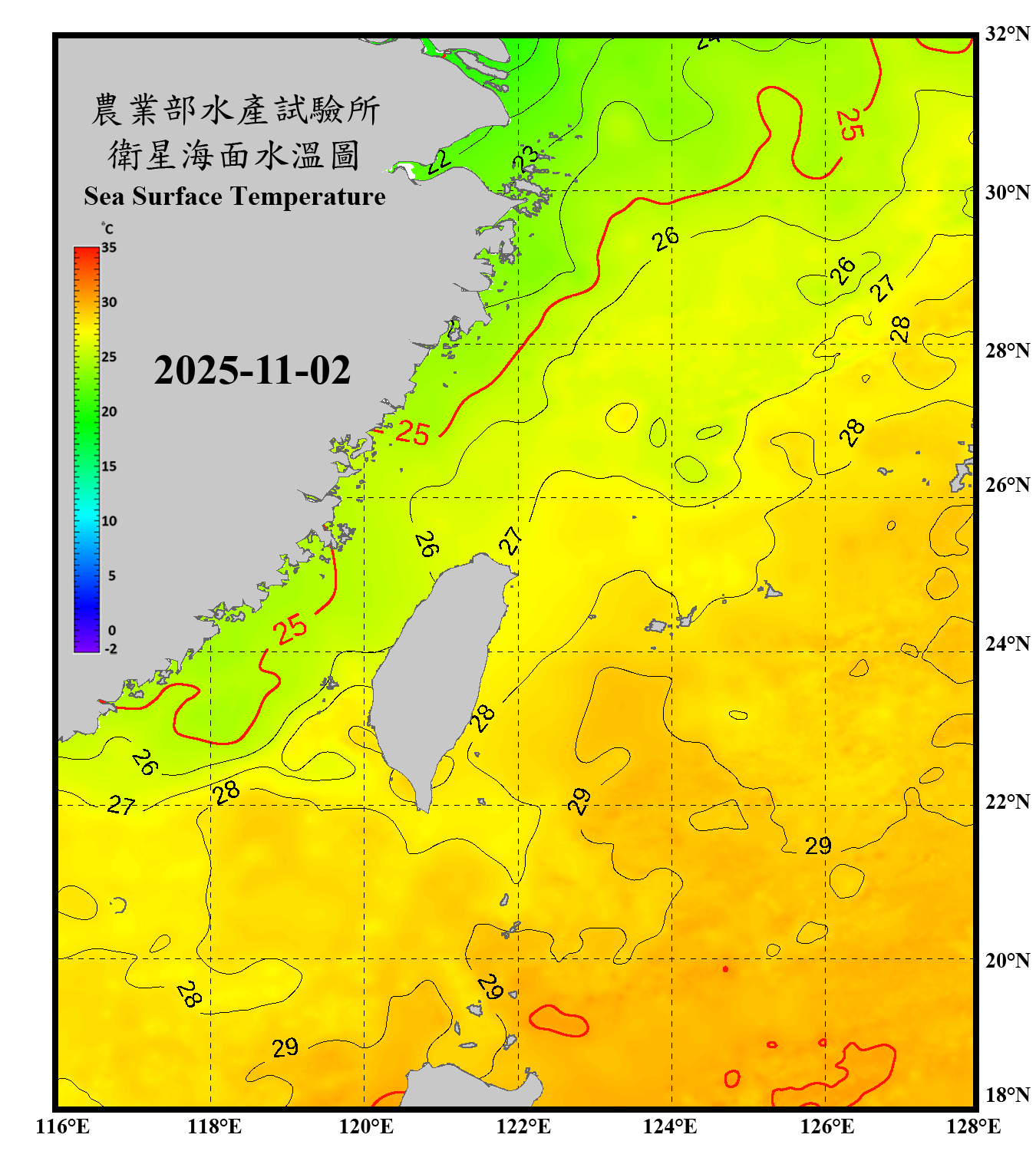 domain-taiwan_20251102090000-JPL-L4_GHRSST-SSTfnd-MUR-GLOB-v02.0-fv04.1.nc_contour