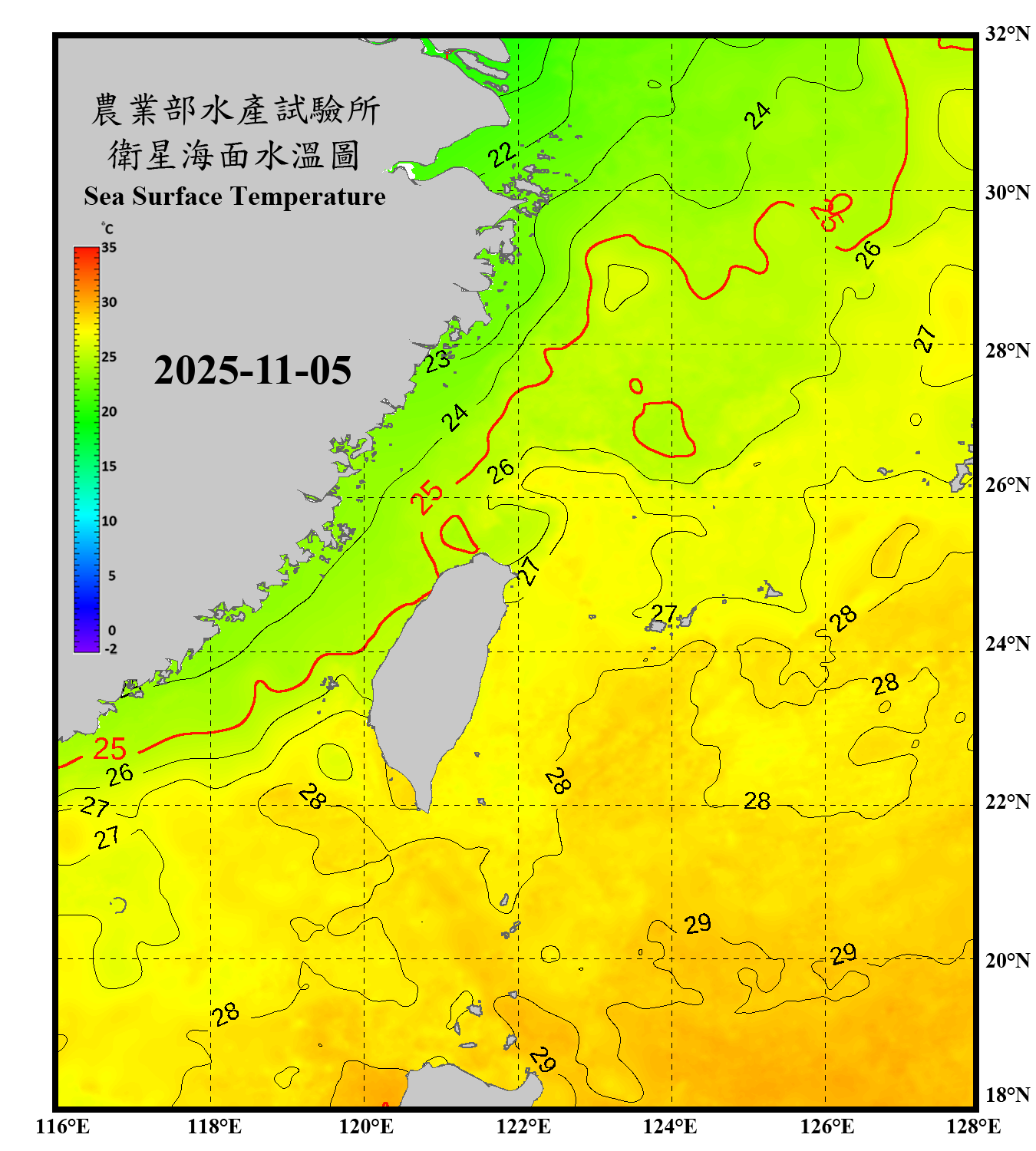 domain-taiwan_20251105090000-JPL-L4_GHRSST-SSTfnd-MUR-GLOB-v02.0-fv04.1.nc_contour