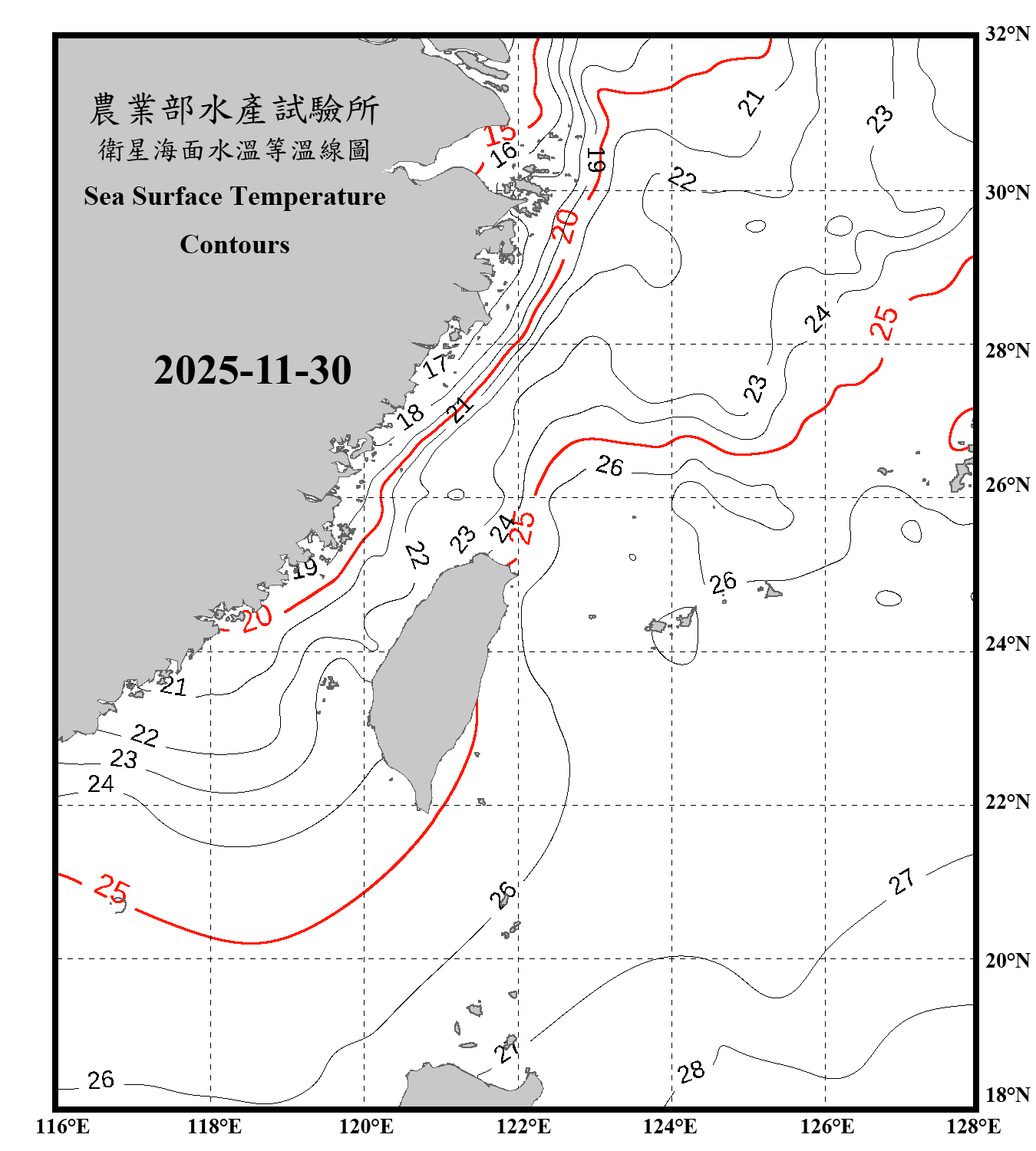 domain-taiwan_20251130090000-JPL-L4_GHRSST-SSTfnd-MUR-GLOB-v02.0-fv04.1.nc_contour_only