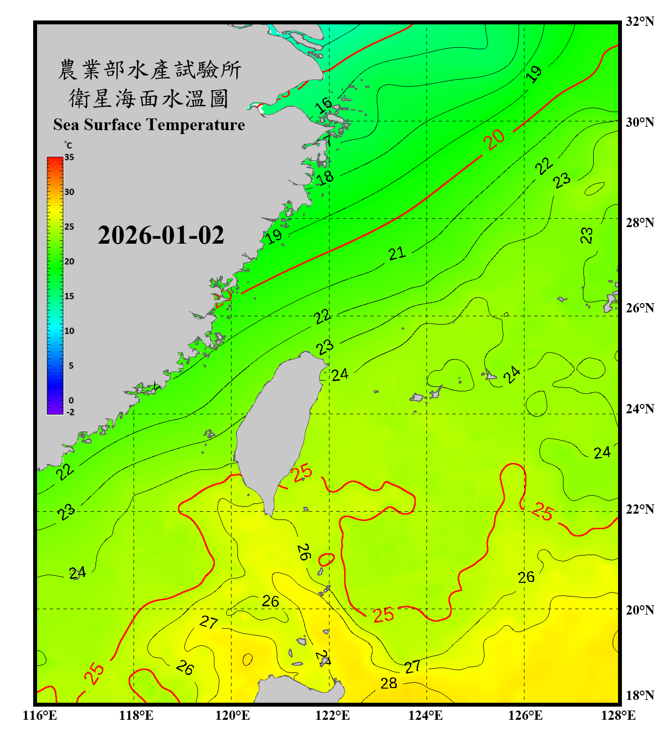 domain-taiwan_20260102090000-JPL-L4_GHRSST-SSTfnd-MUR-GLOB-v02.0-fv04.1.nc_contour