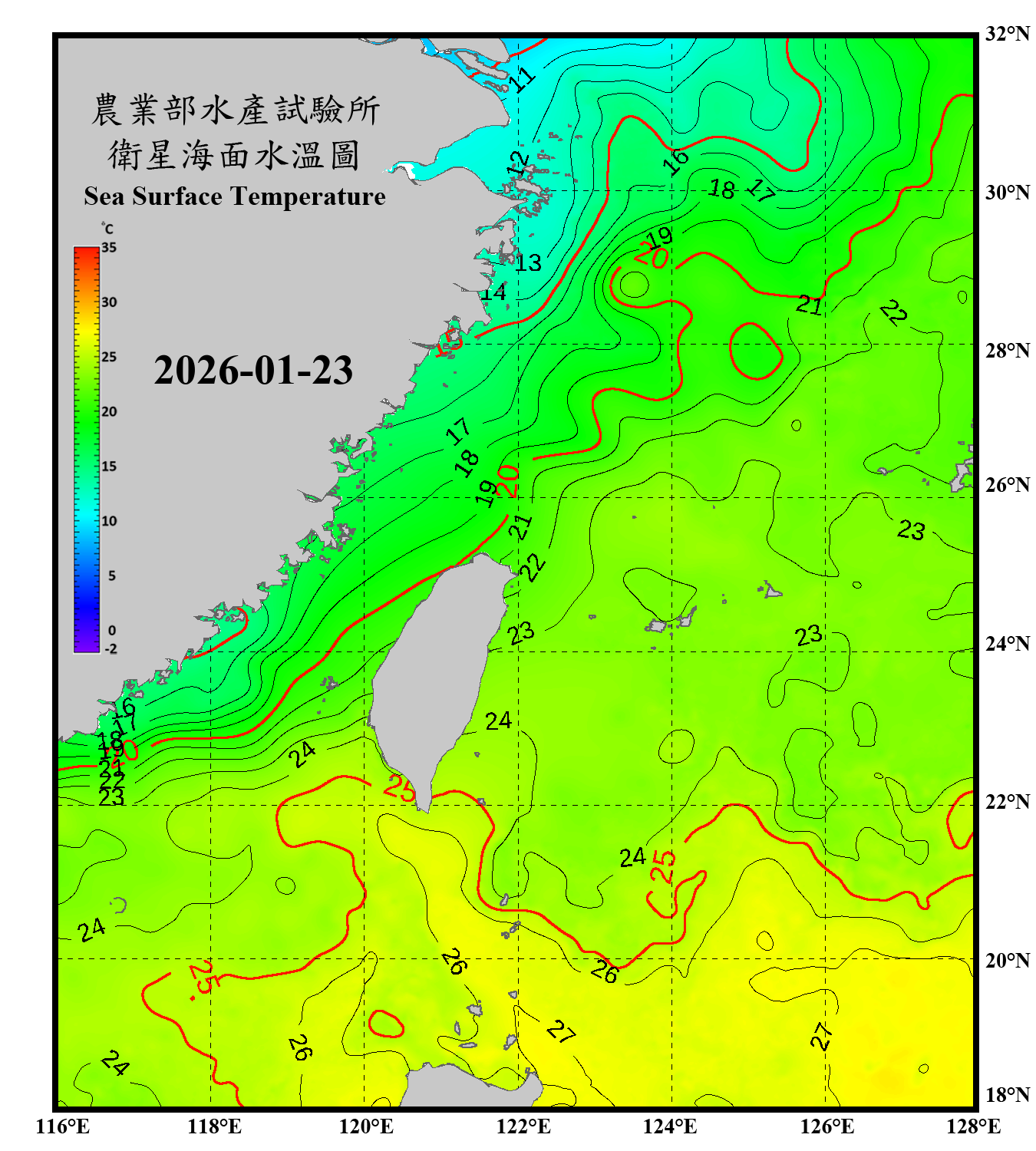 domain-taiwan_20260123090000-JPL-L4_GHRSST-SSTfnd-MUR-GLOB-v02.0-fv04.1.nc_contour