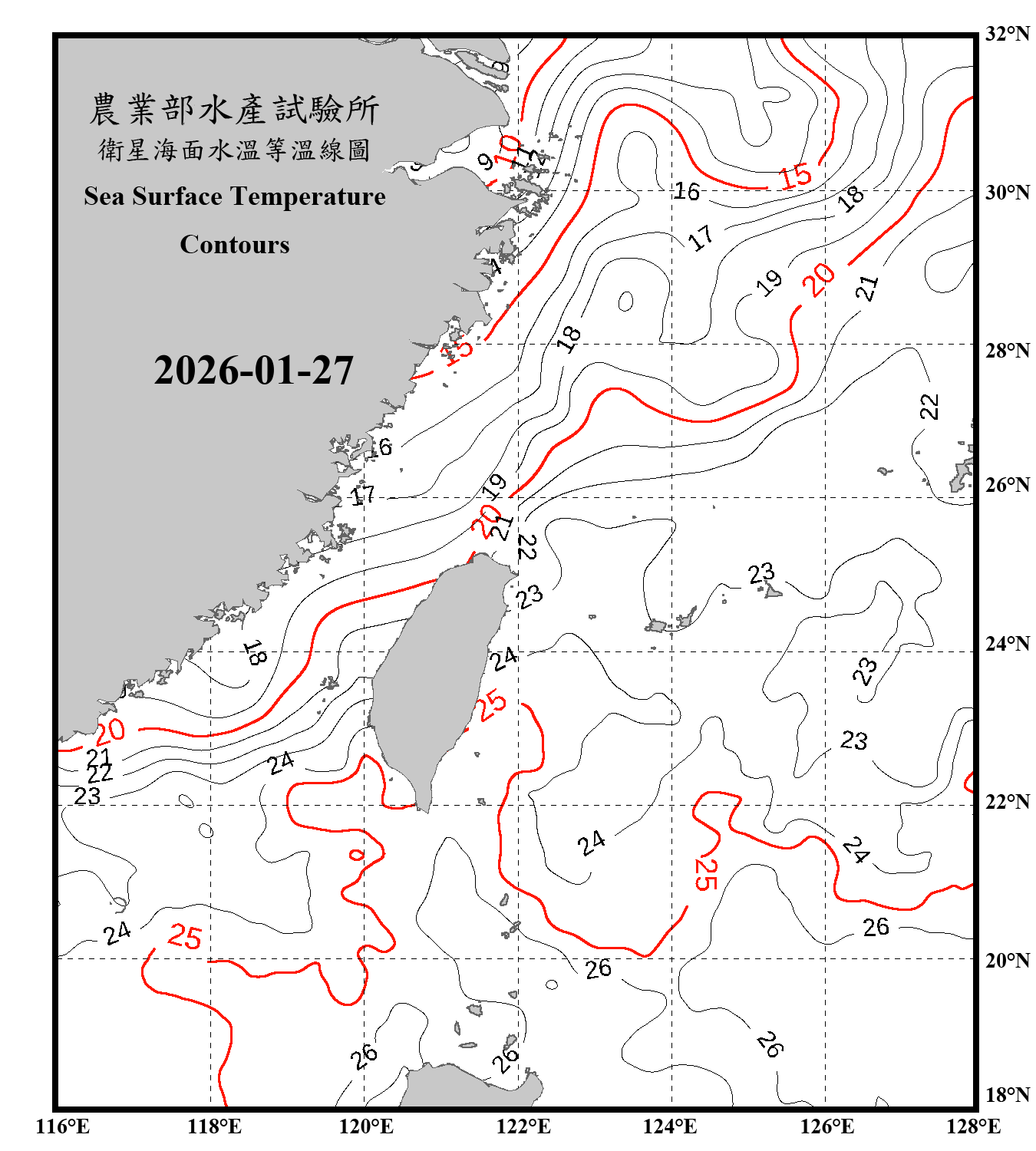 domain-taiwan_20260127090000-JPL-L4_GHRSST-SSTfnd-MUR-GLOB-v02.0-fv04.1.nc_contour_only