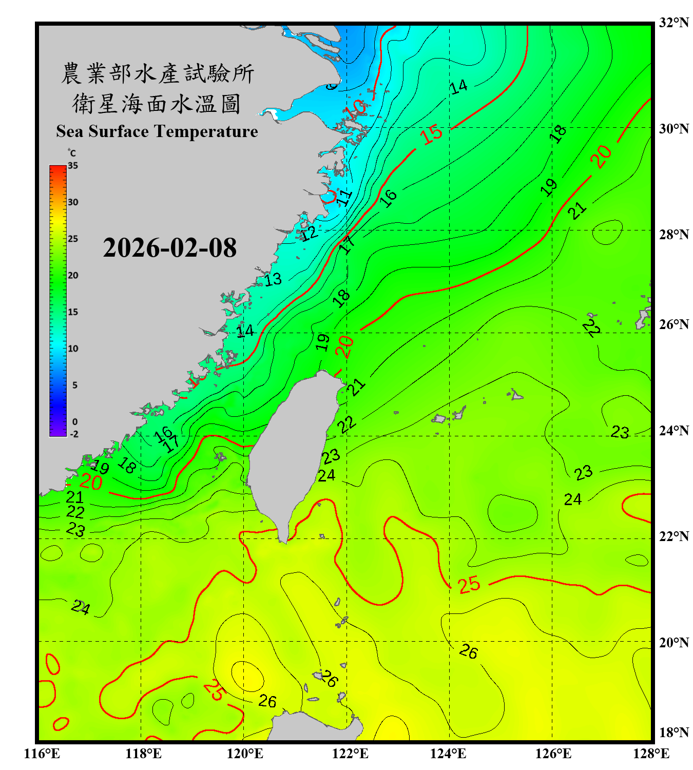 domain-taiwan_20260208090000-JPL-L4_GHRSST-SSTfnd-MUR-GLOB-v02.0-fv04.1.nc_contour