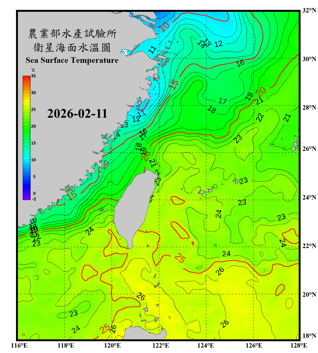 domain-taiwan_20260211090000-JPL-L4_GHRSST-SSTfnd-MUR-GLOB-v02.0-fv04.1.nc_contour