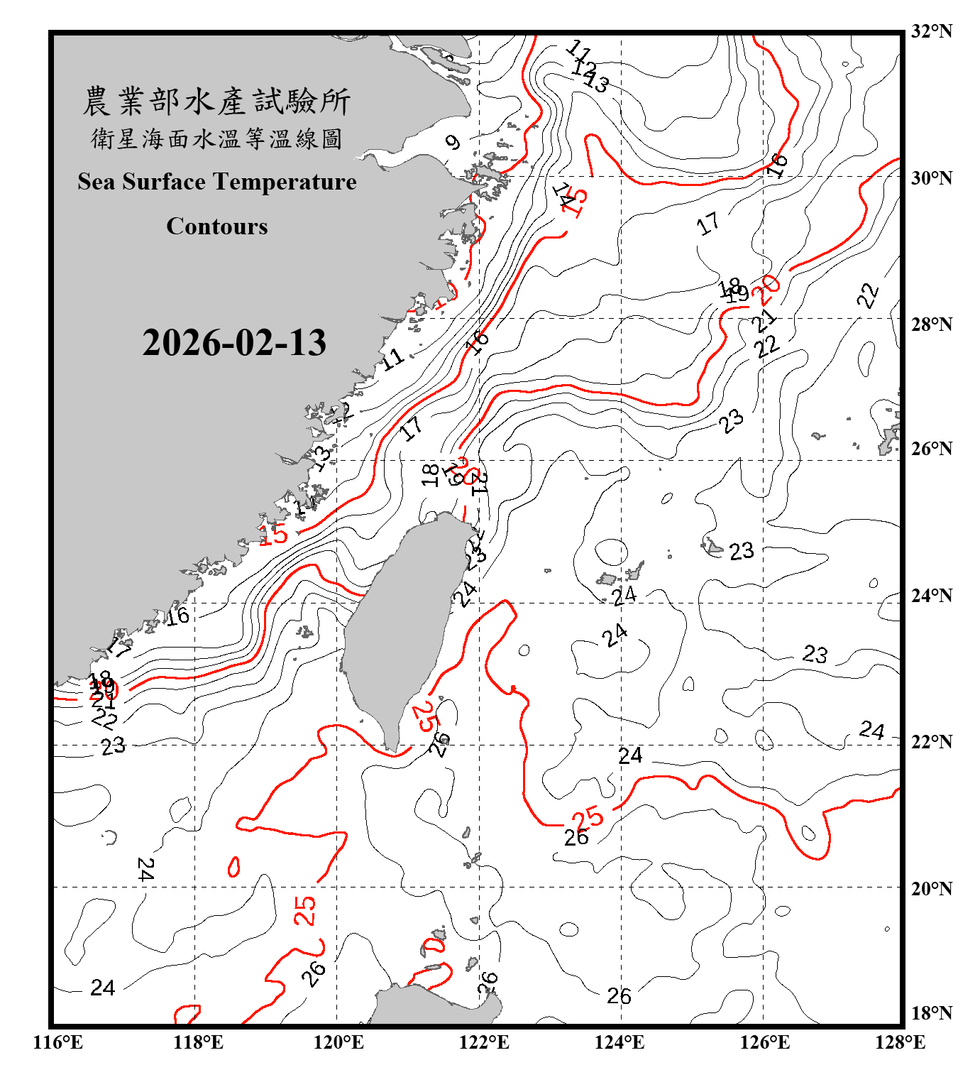 domain-taiwan_20260213090000-JPL-L4_GHRSST-SSTfnd-MUR-GLOB-v02.0-fv04.1.nc_contour_only