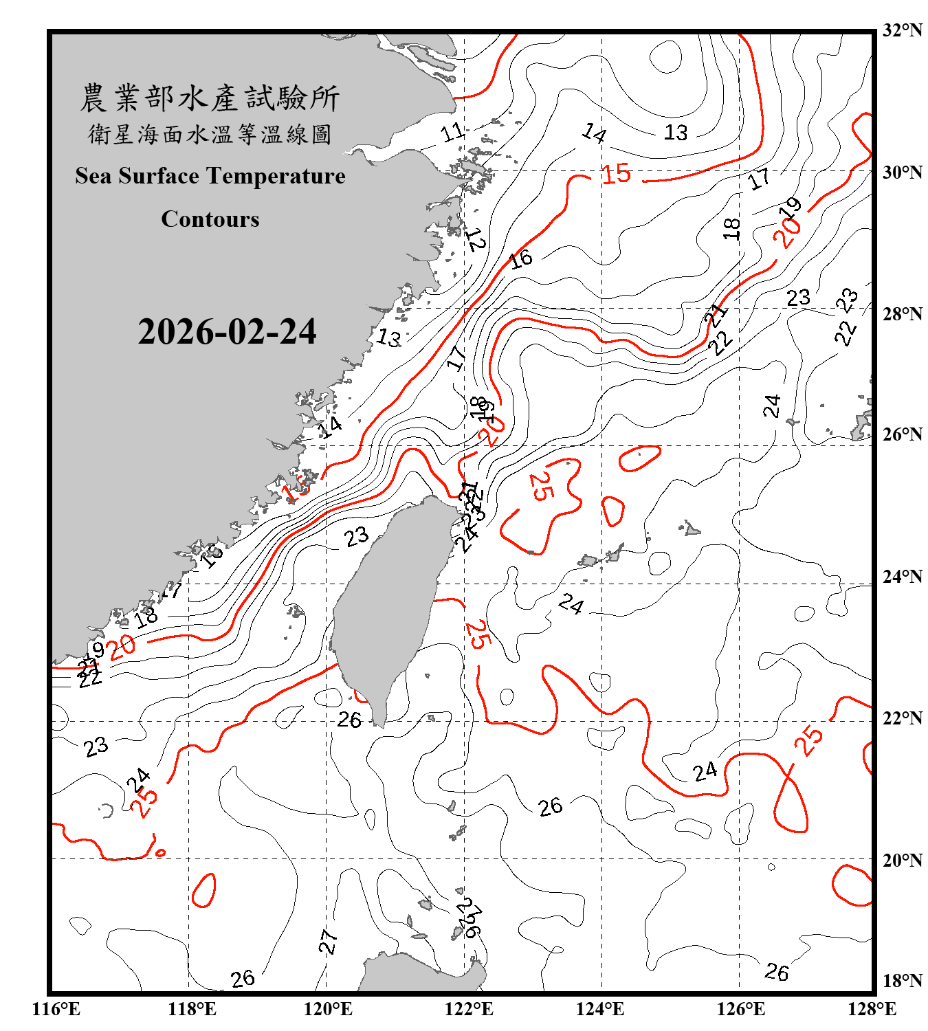 domain-taiwan_20260224090000-JPL-L4_GHRSST-SSTfnd-MUR-GLOB-v02.0-fv04.1.nc_contour_only