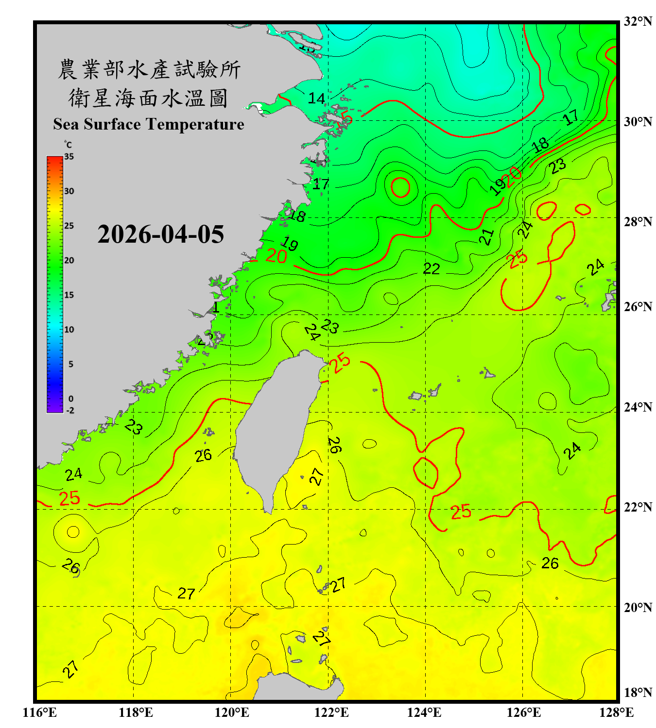 domain-taiwan_20260405090000-JPL-L4_GHRSST-SSTfnd-MUR-GLOB-v02.0-fv04.1.nc_contour