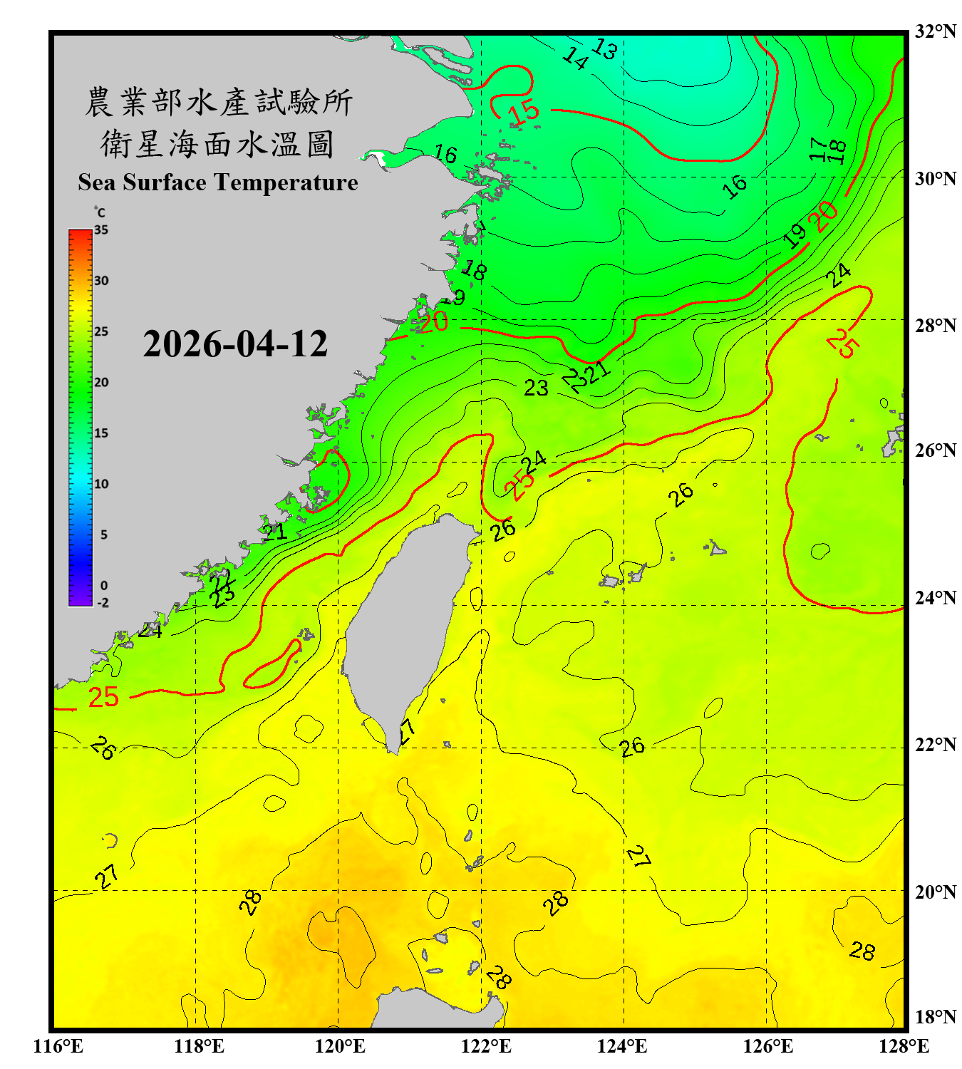 domain-taiwan_20260412090000-JPL-L4_GHRSST-SSTfnd-MUR-GLOB-v02.0-fv04.1.nc_contour