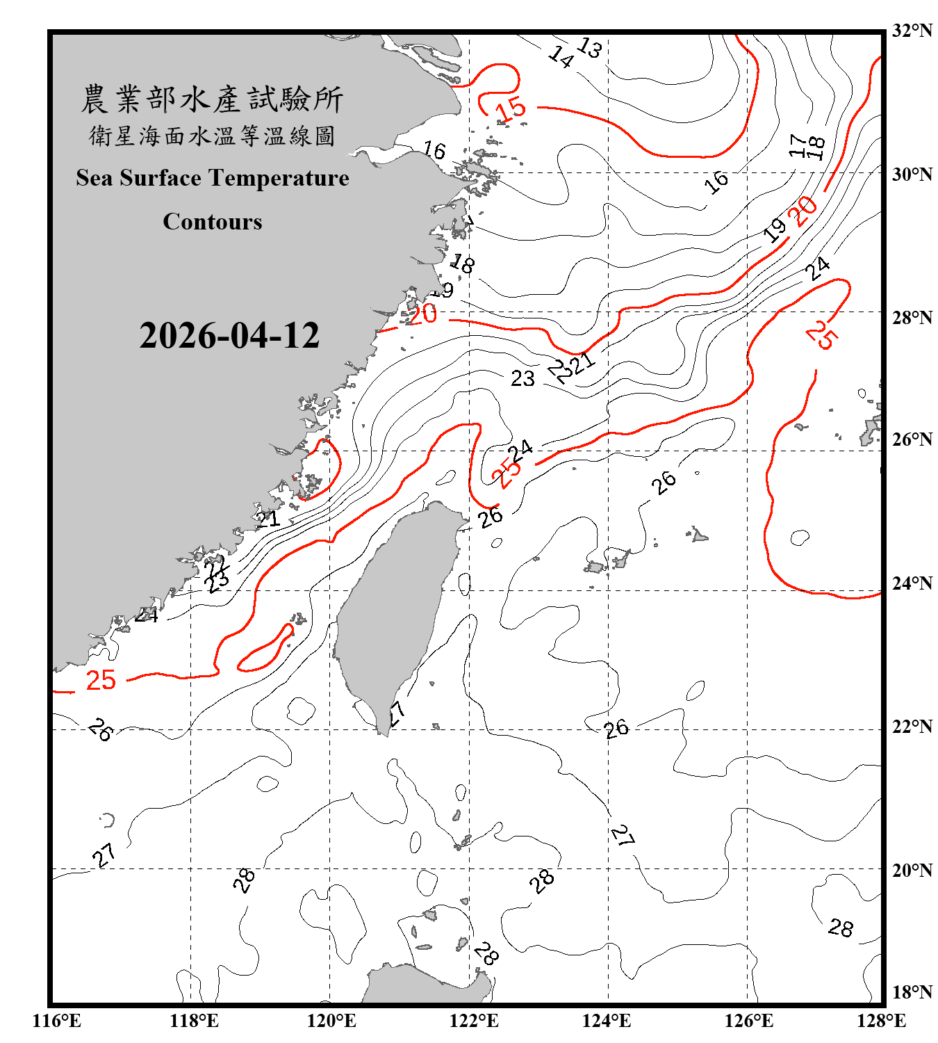 domain-taiwan_20260412090000-JPL-L4_GHRSST-SSTfnd-MUR-GLOB-v02.0-fv04.1.nc_contour_only