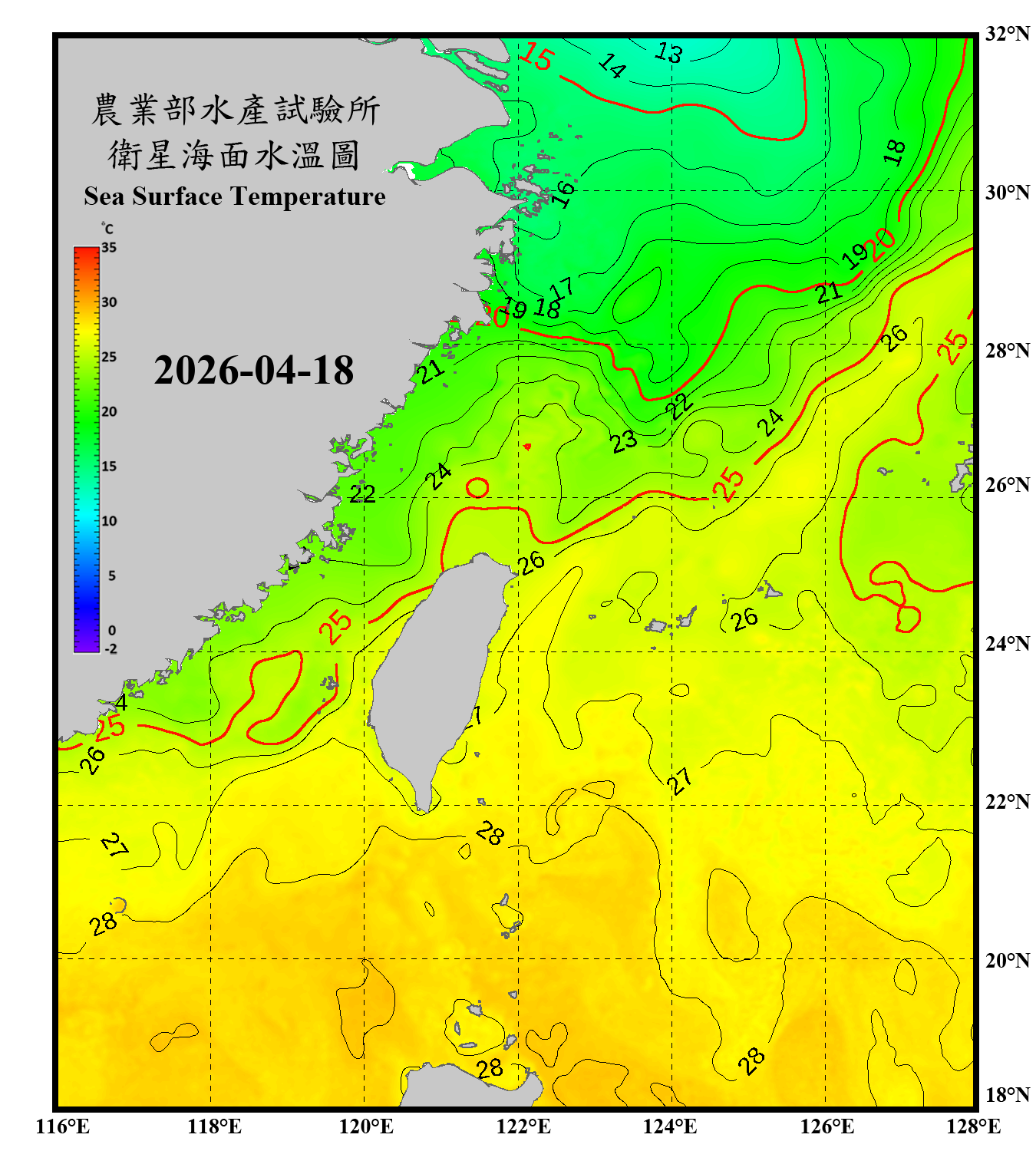 domain-taiwan_20260418090000-JPL-L4_GHRSST-SSTfnd-MUR-GLOB-v02.0-fv04.1.nc_contour