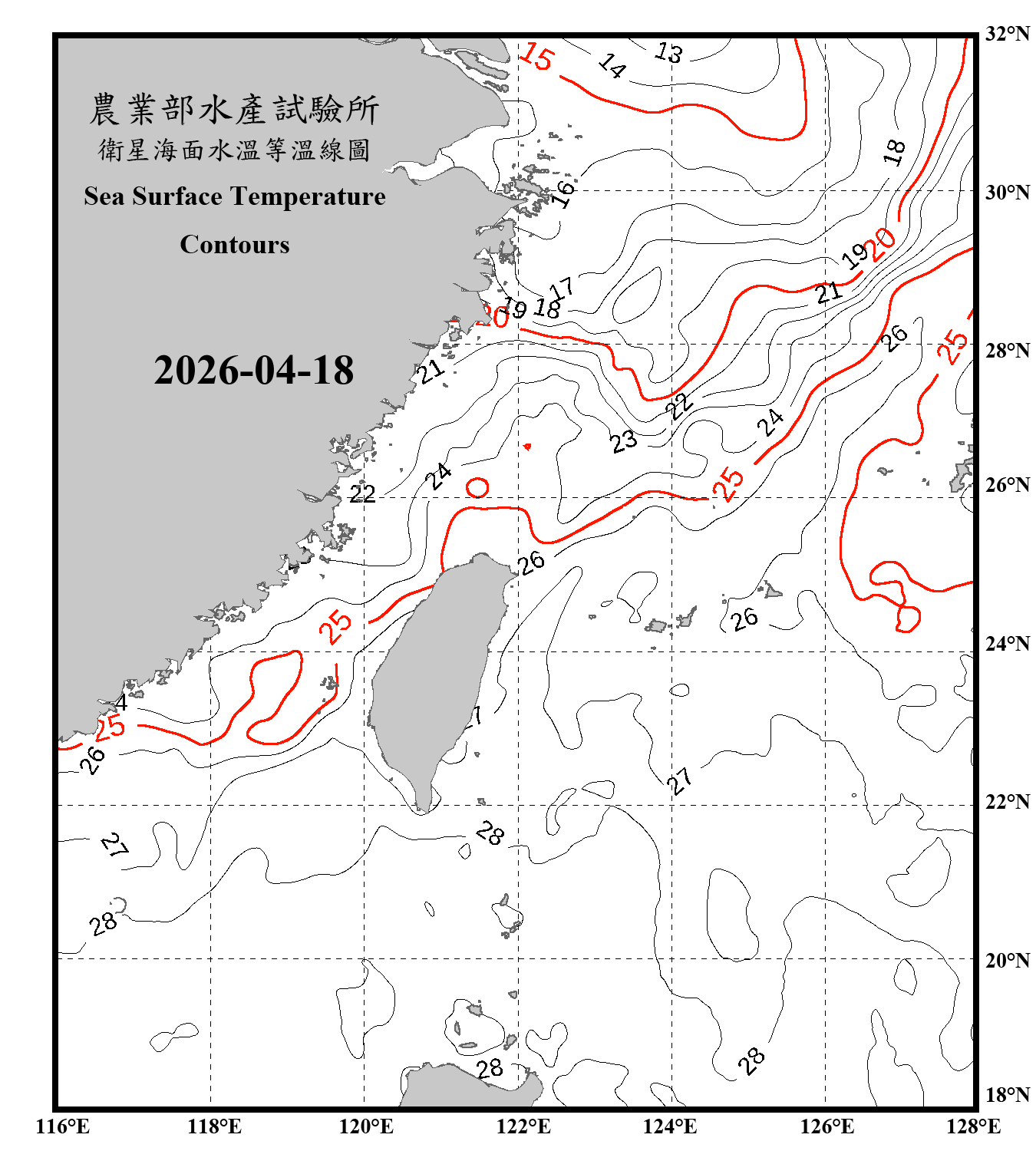 domain-taiwan_20260418090000-JPL-L4_GHRSST-SSTfnd-MUR-GLOB-v02.0-fv04.1.nc_contour_only