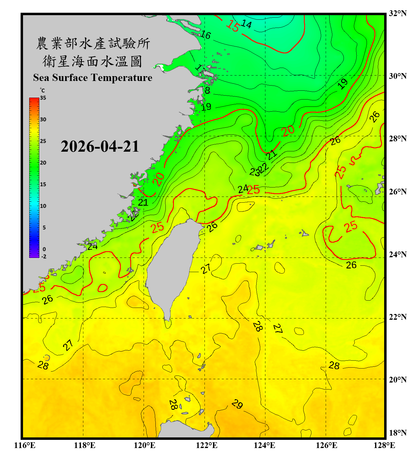 domain-taiwan_20260421090000-JPL-L4_GHRSST-SSTfnd-MUR-GLOB-v02.0-fv04.1.nc_contour