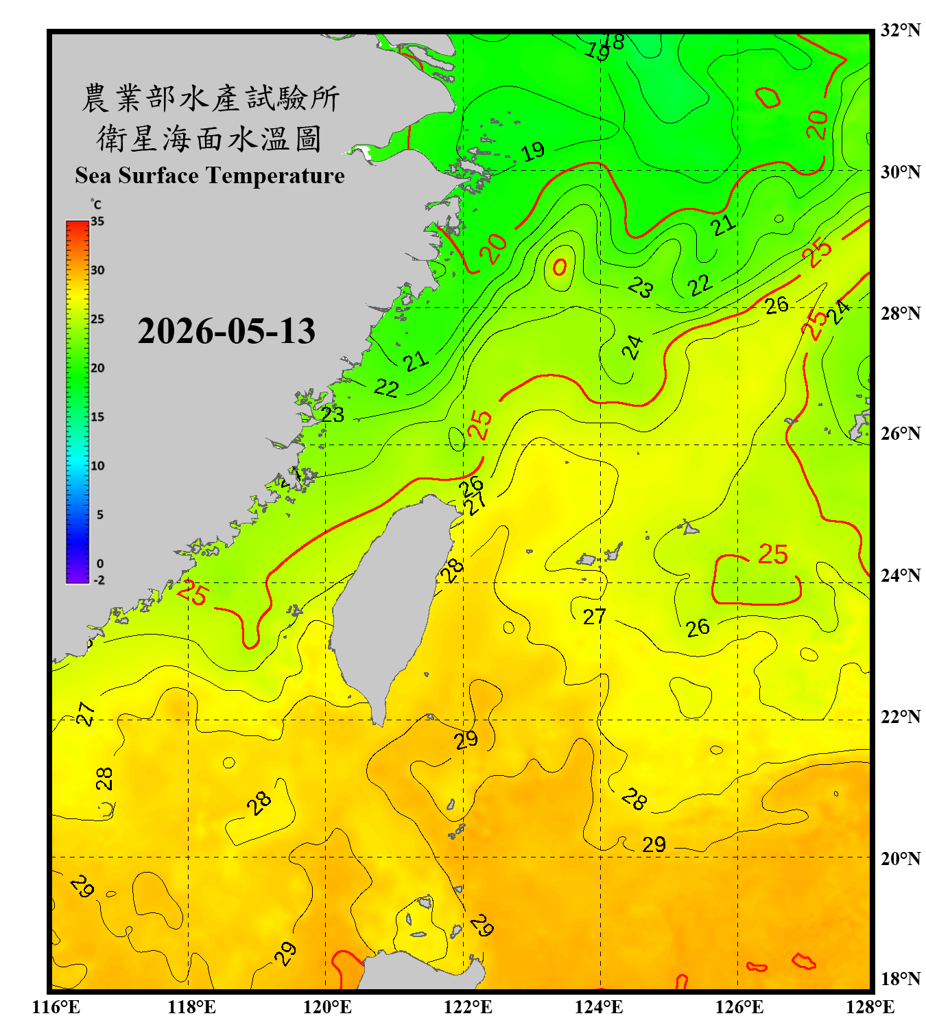 domain-taiwan_20260513090000-JPL-L4_GHRSST-SSTfnd-MUR-GLOB-v02.0-fv04.1.nc_contour