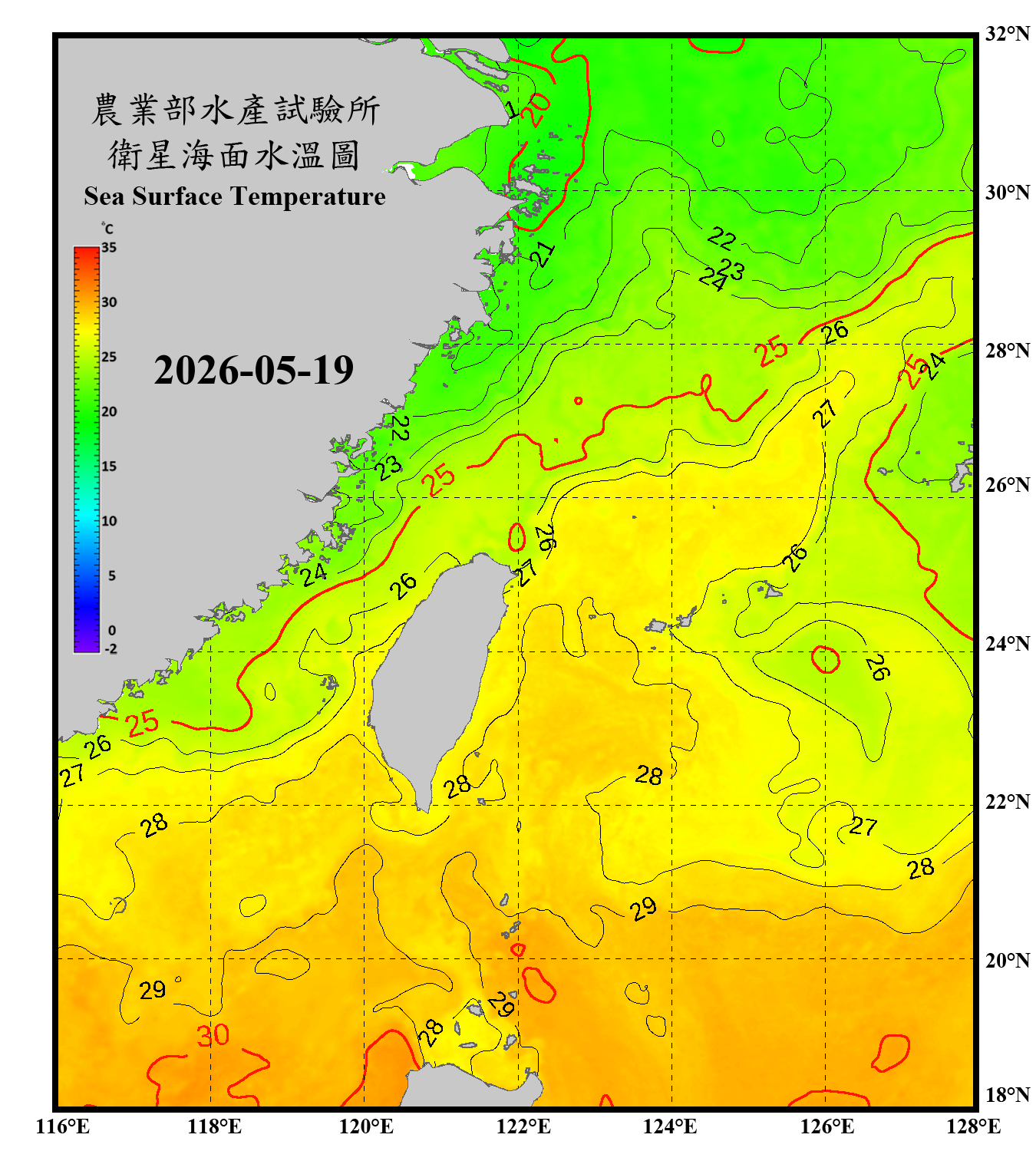 domain-taiwan_20260519090000-JPL-L4_GHRSST-SSTfnd-MUR-GLOB-v02.0-fv04.1.nc_contour