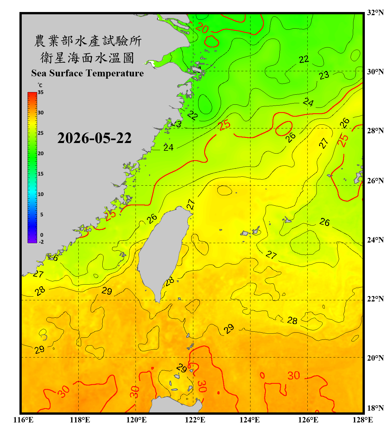 domain-taiwan_20260522090000-JPL-L4_GHRSST-SSTfnd-MUR-GLOB-v02.0-fv04.1.nc_contour