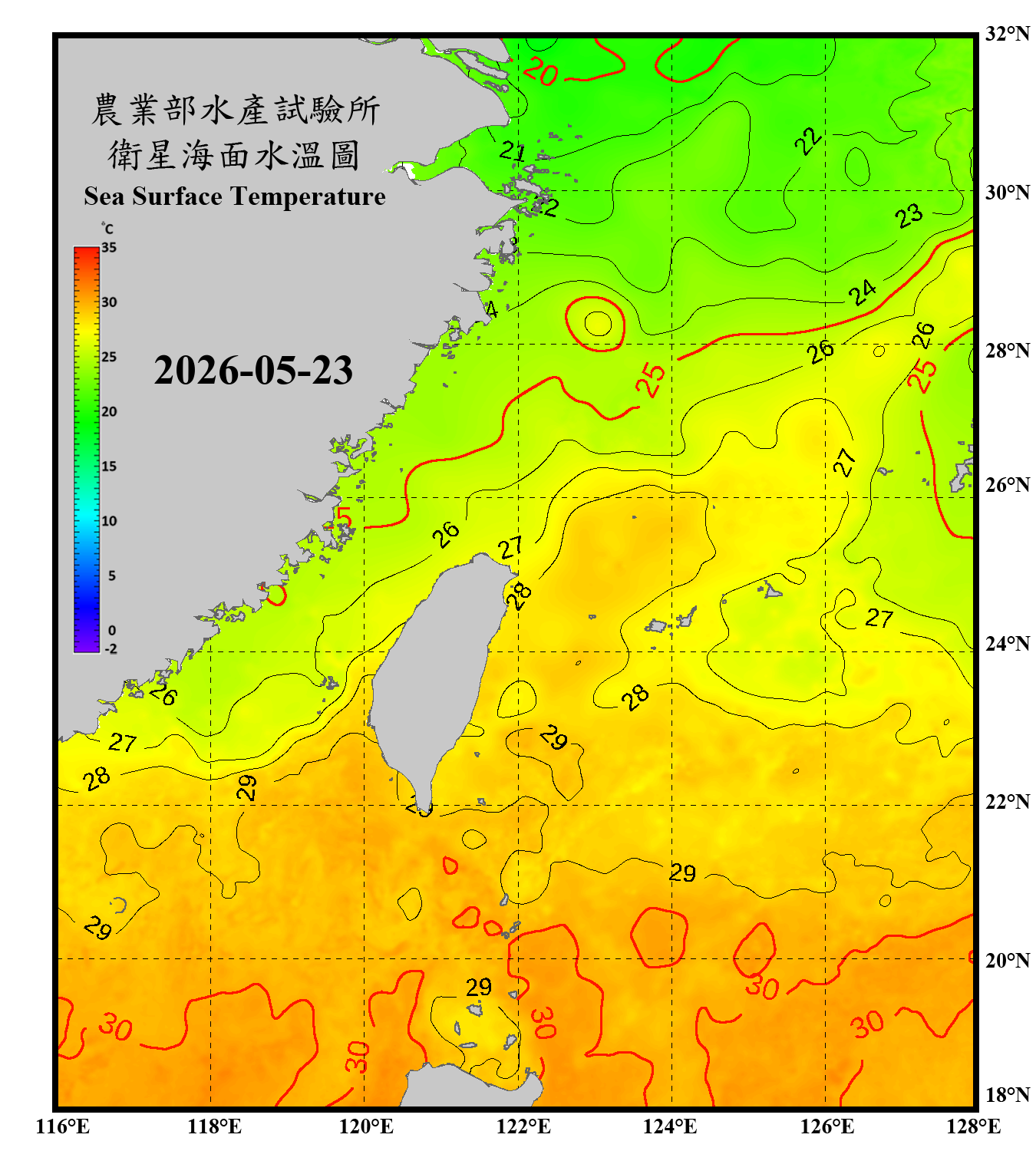 domain-taiwan_20260523090000-JPL-L4_GHRSST-SSTfnd-MUR-GLOB-v02.0-fv04.1.nc_contour