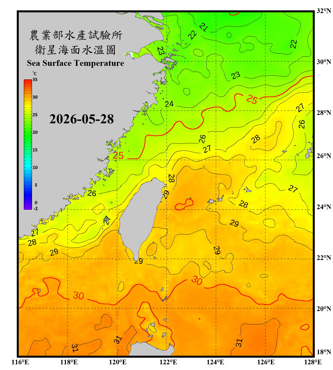 domain-taiwan_20260528090000-JPL-L4_GHRSST-SSTfnd-MUR-GLOB-v02.0-fv04.1.nc_contour