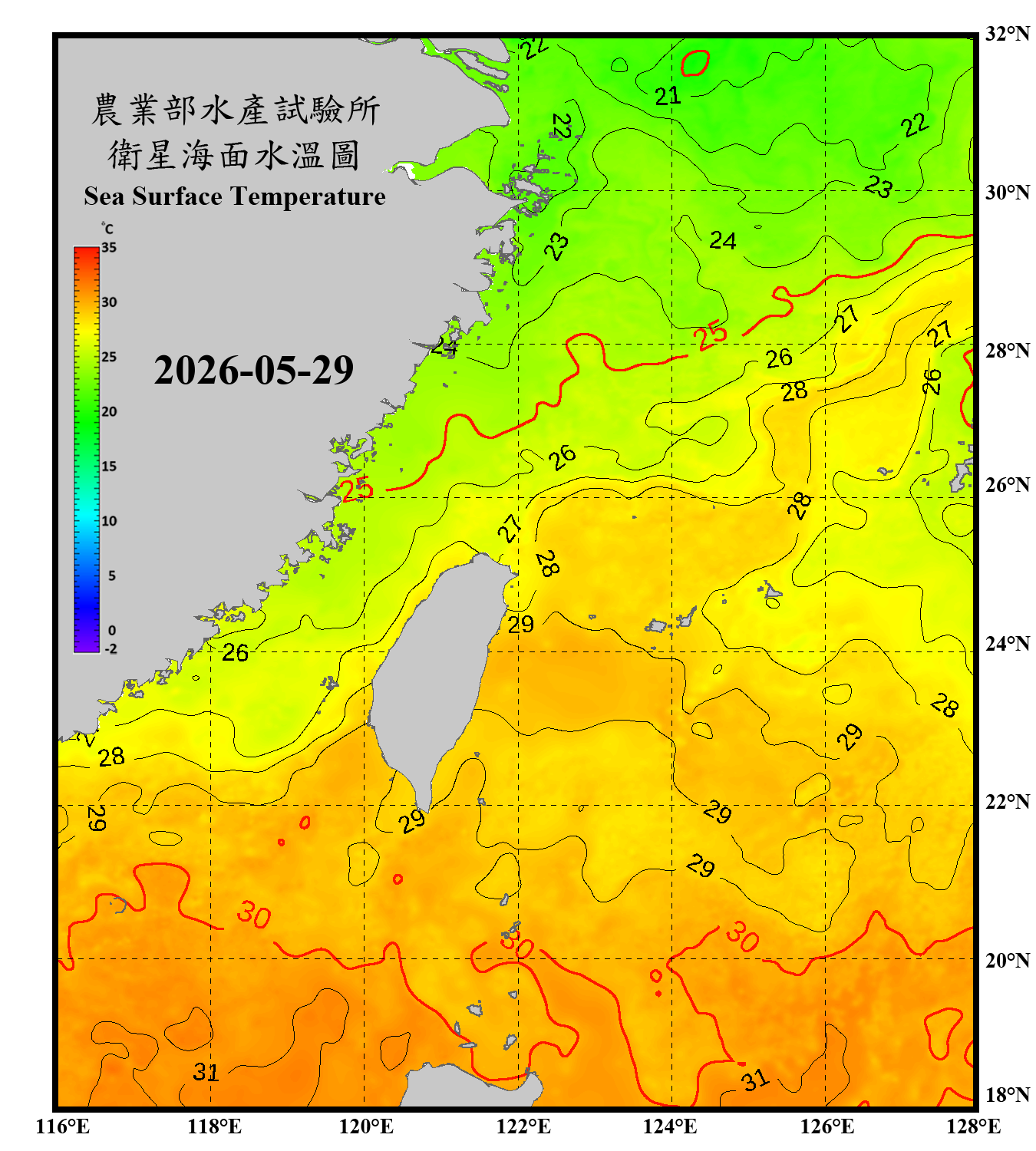 domain-taiwan_20260529090000-JPL-L4_GHRSST-SSTfnd-MUR-GLOB-v02.0-fv04.1.nc_contour