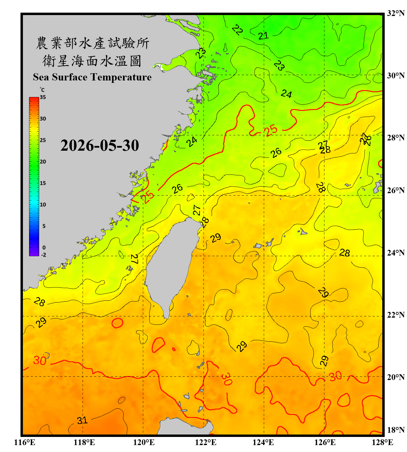 domain-taiwan_20260530090000-JPL-L4_GHRSST-SSTfnd-MUR-GLOB-v02.0-fv04.1.nc_contour