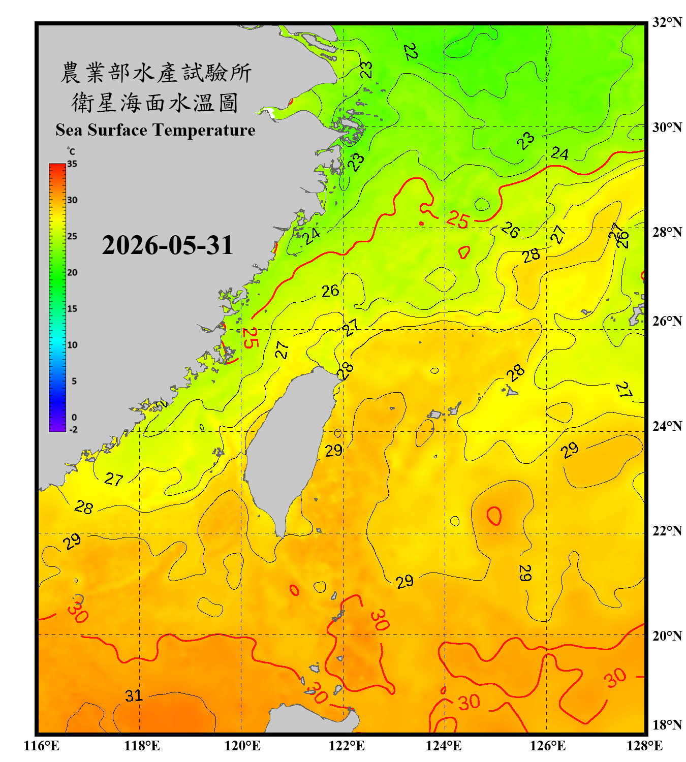 domain-taiwan_20260531090000-JPL-L4_GHRSST-SSTfnd-MUR-GLOB-v02.0-fv04.1.nc_contour