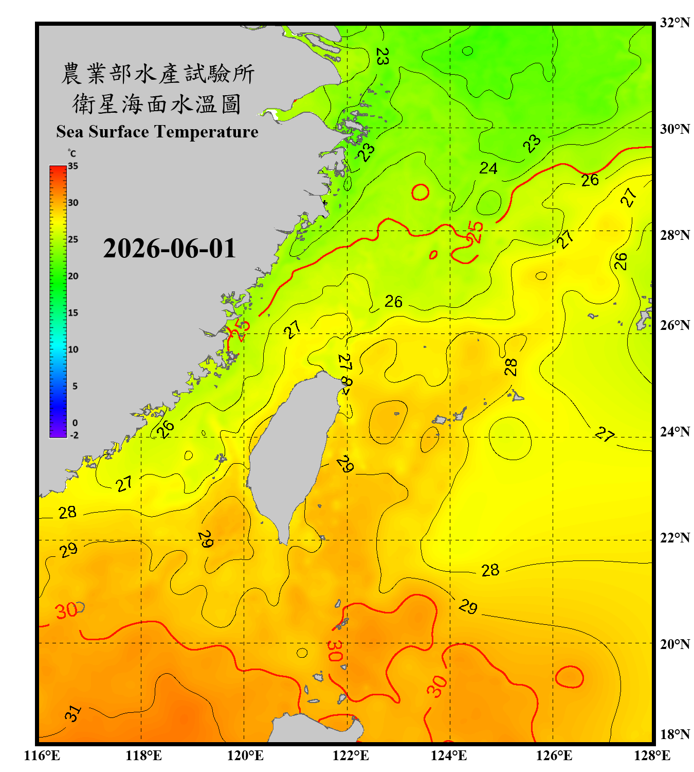 domain-taiwan_20260601090000-JPL-L4_GHRSST-SSTfnd-MUR-GLOB-v02.0-fv04.1.nc_contour
