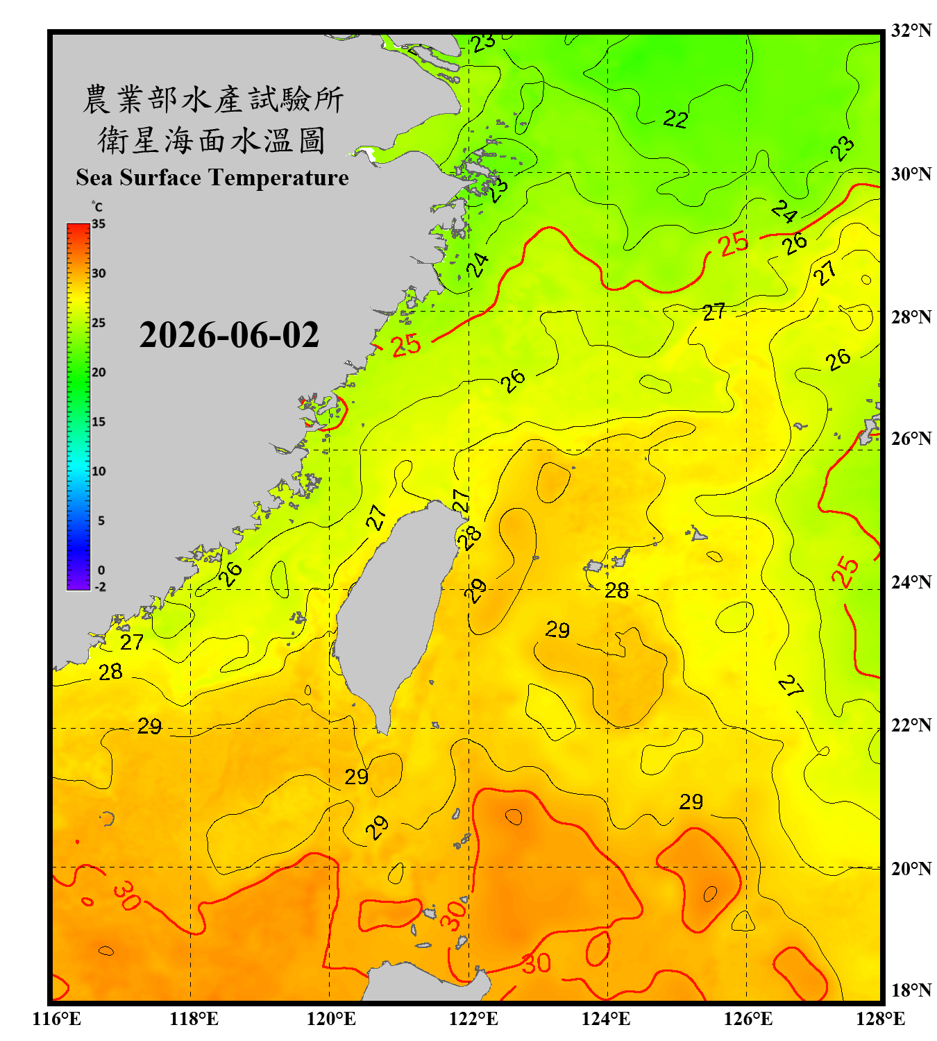 domain-taiwan_20260602090000-JPL-L4_GHRSST-SSTfnd-MUR-GLOB-v02.0-fv04.1.nc_contour