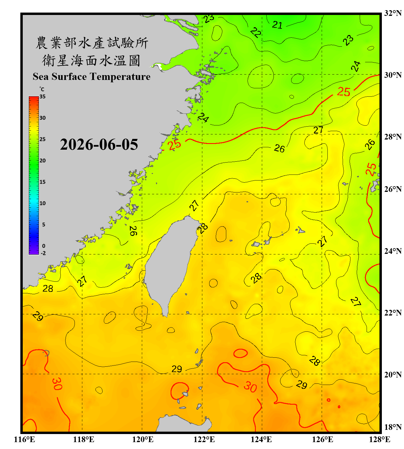 domain-taiwan_20260605090000-JPL-L4_GHRSST-SSTfnd-MUR-GLOB-v02.0-fv04.1.nc_contour