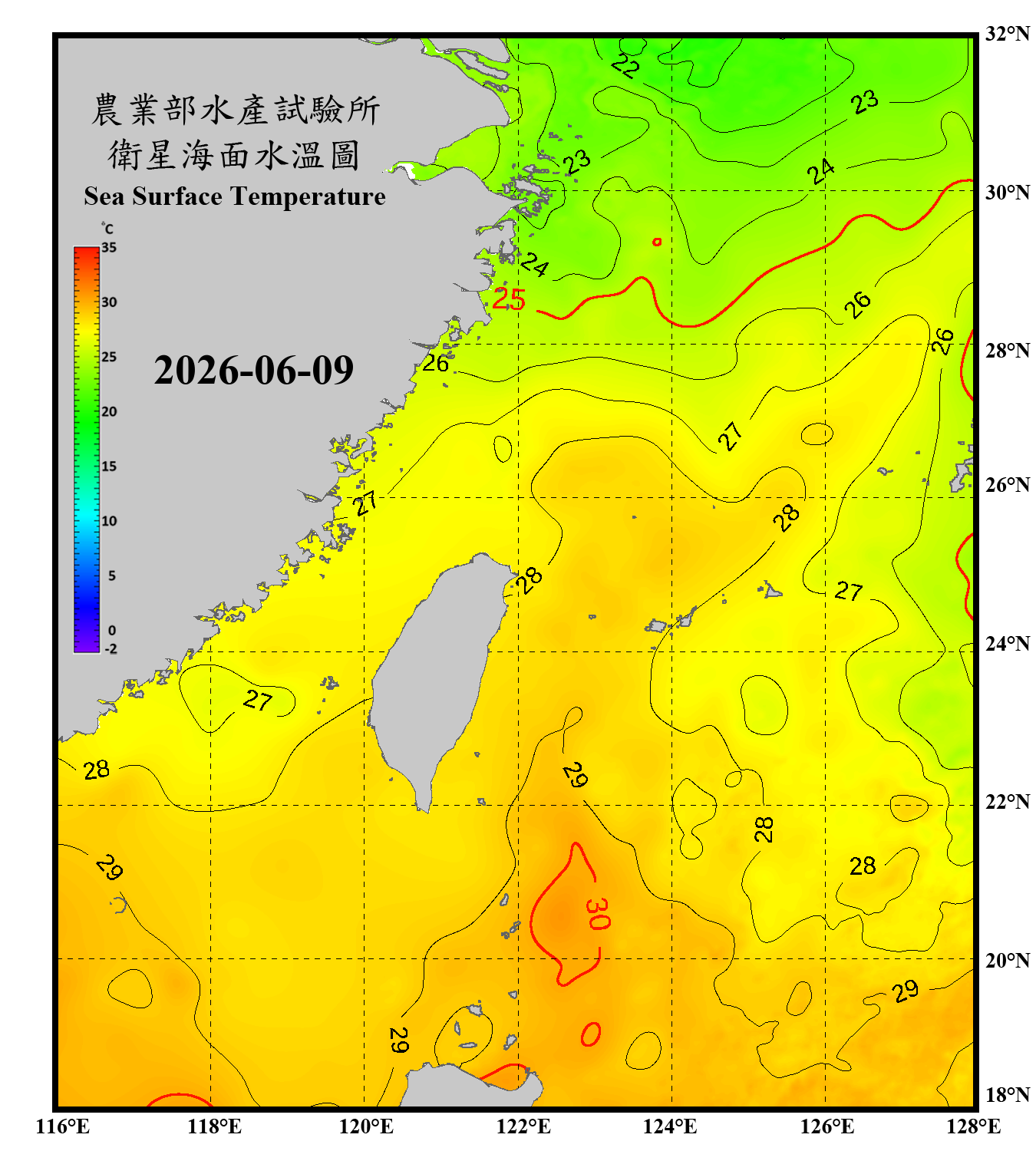 domain-taiwan_20260609090000-JPL-L4_GHRSST-SSTfnd-MUR-GLOB-v02.0-fv04.1.nc_contour