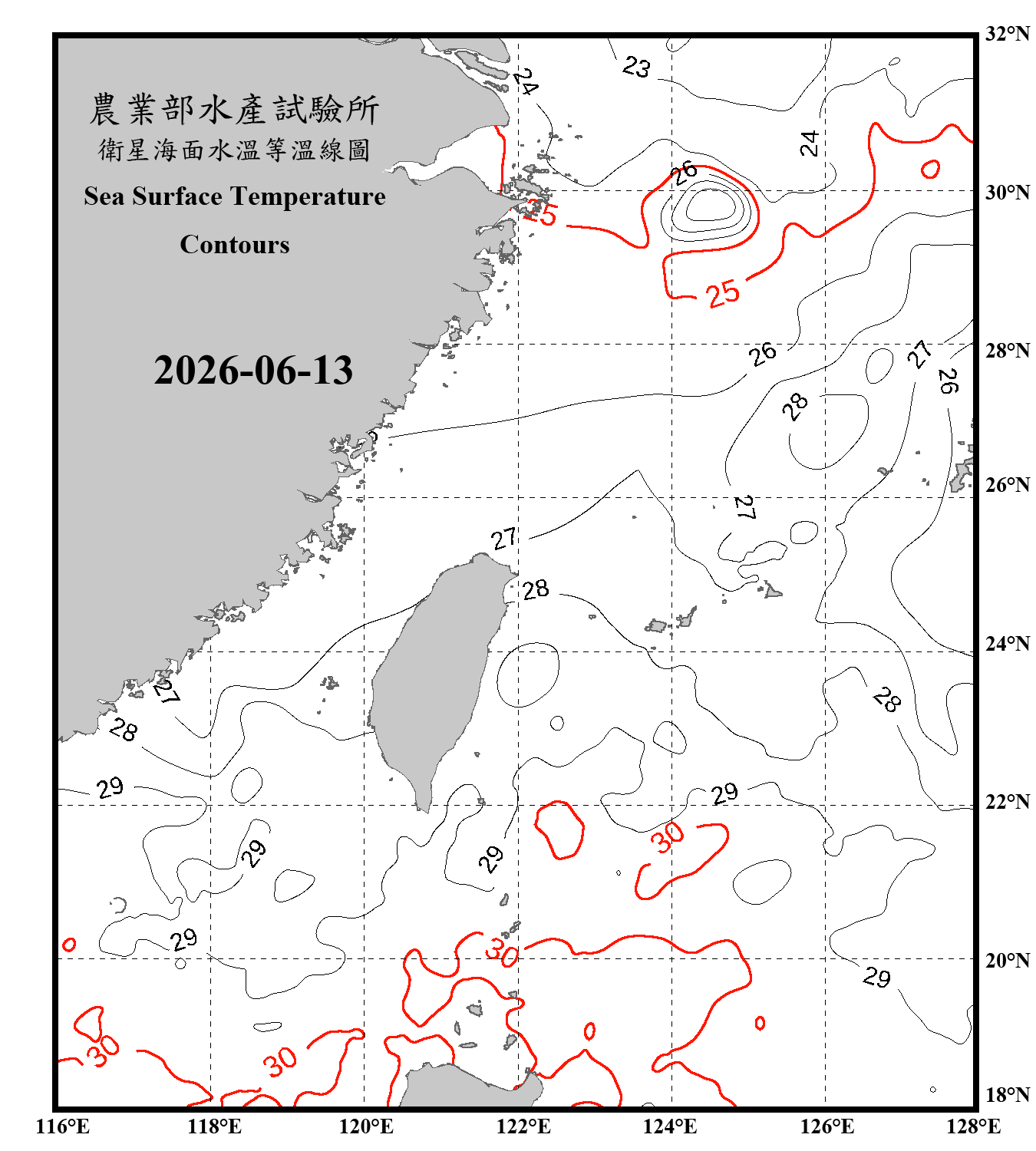 domain-taiwan_20260613090000-JPL-L4_GHRSST-SSTfnd-MUR-GLOB-v02.0-fv04.1.nc_contour_only