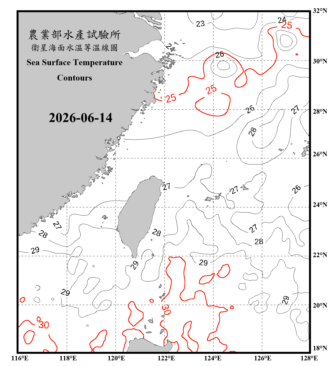 domain-taiwan_20260614090000-JPL-L4_GHRSST-SSTfnd-MUR-GLOB-v02.0-fv04.1.nc_contour_only