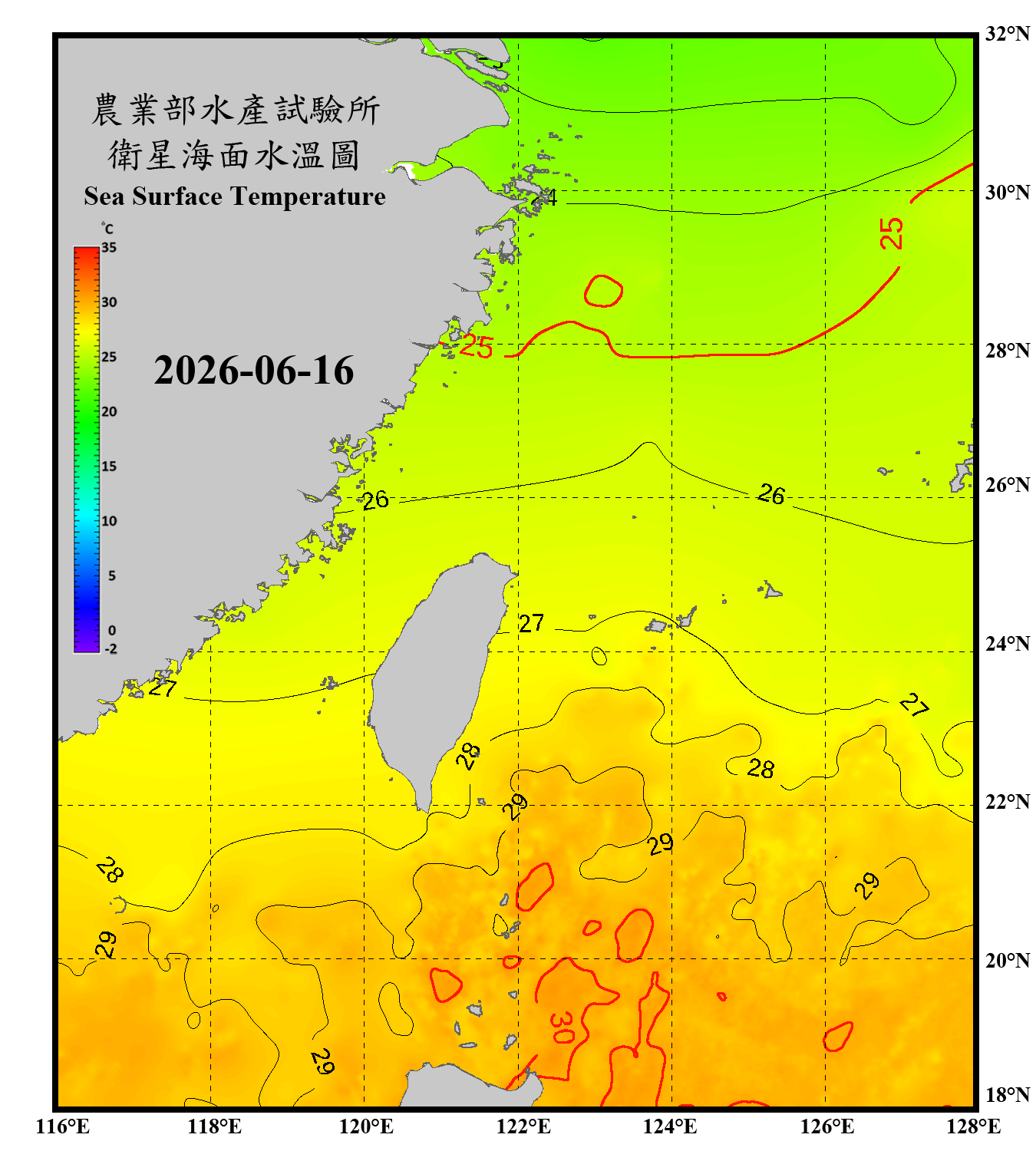domain-taiwan_20260616090000-JPL-L4_GHRSST-SSTfnd-MUR-GLOB-v02.0-fv04.1.nc_contour