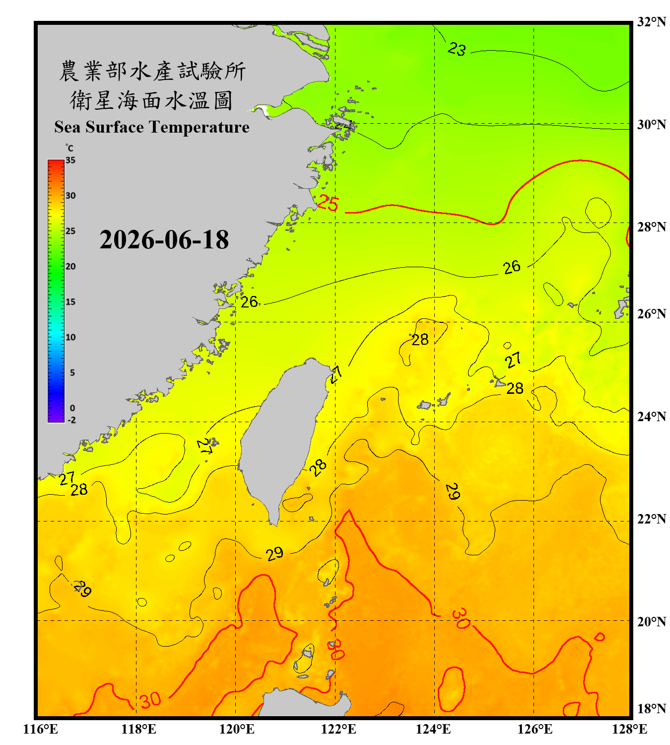 domain-taiwan_20260618090000-JPL-L4_GHRSST-SSTfnd-MUR-GLOB-v02.0-fv04.1.nc_contour