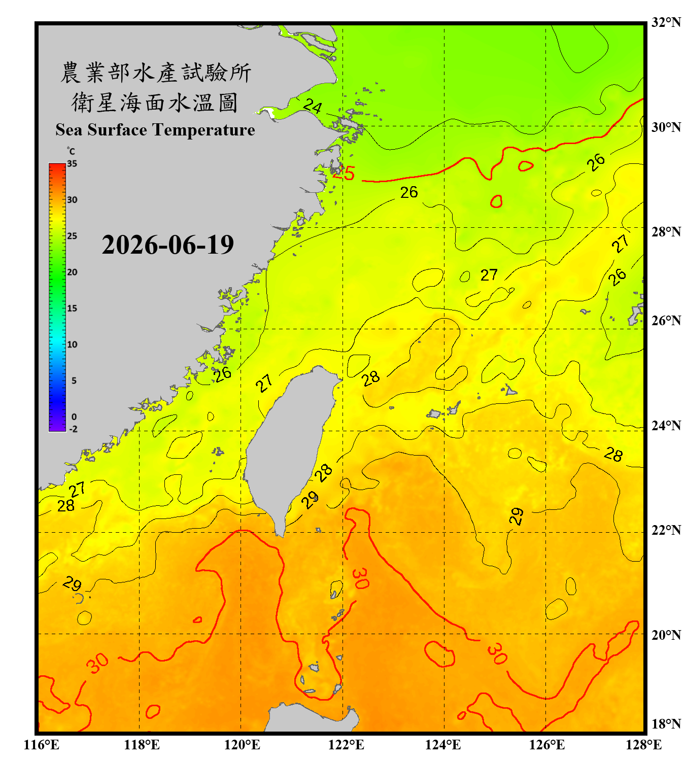 domain-taiwan_20260619090000-JPL-L4_GHRSST-SSTfnd-MUR-GLOB-v02.0-fv04.1.nc_contour