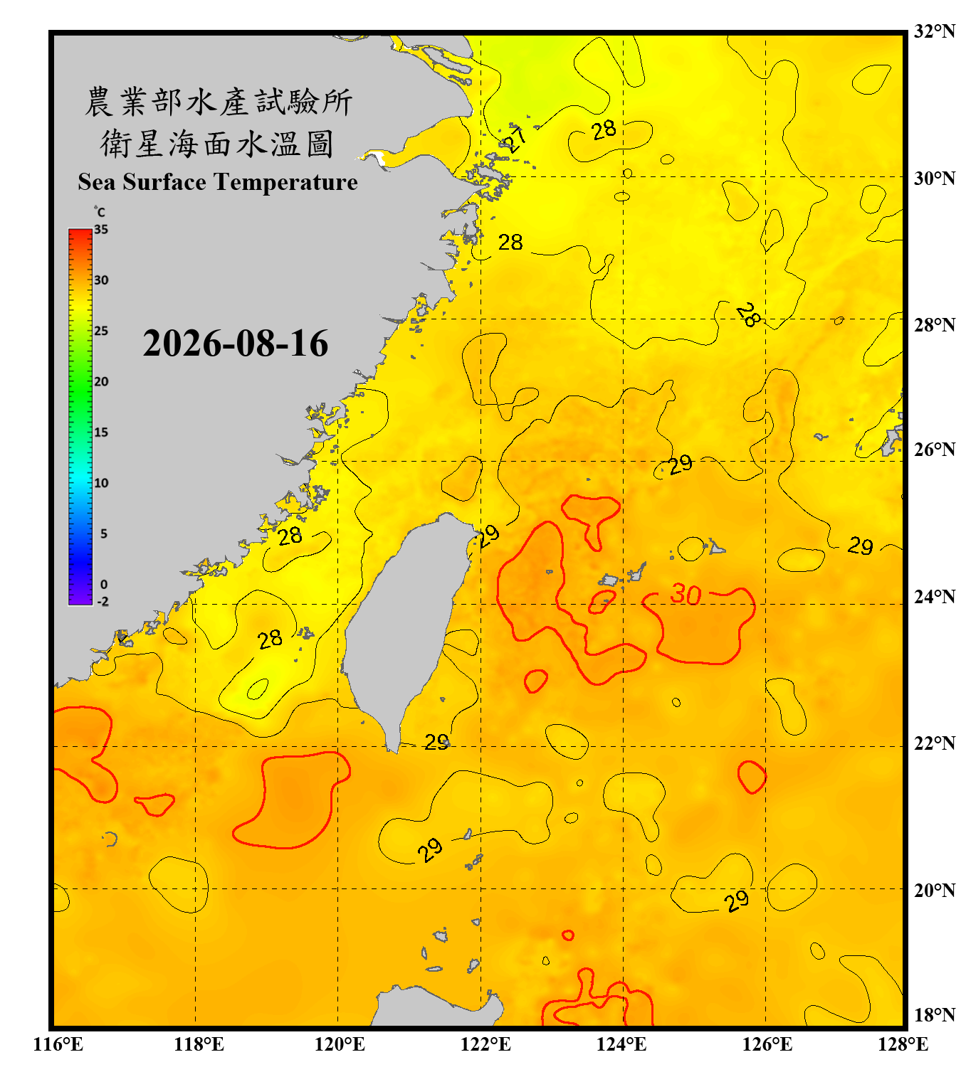 domain-taiwan_20260816090000-JPL-L4_GHRSST-SSTfnd-MUR-GLOB-v02.0-fv04.1.nc_contour