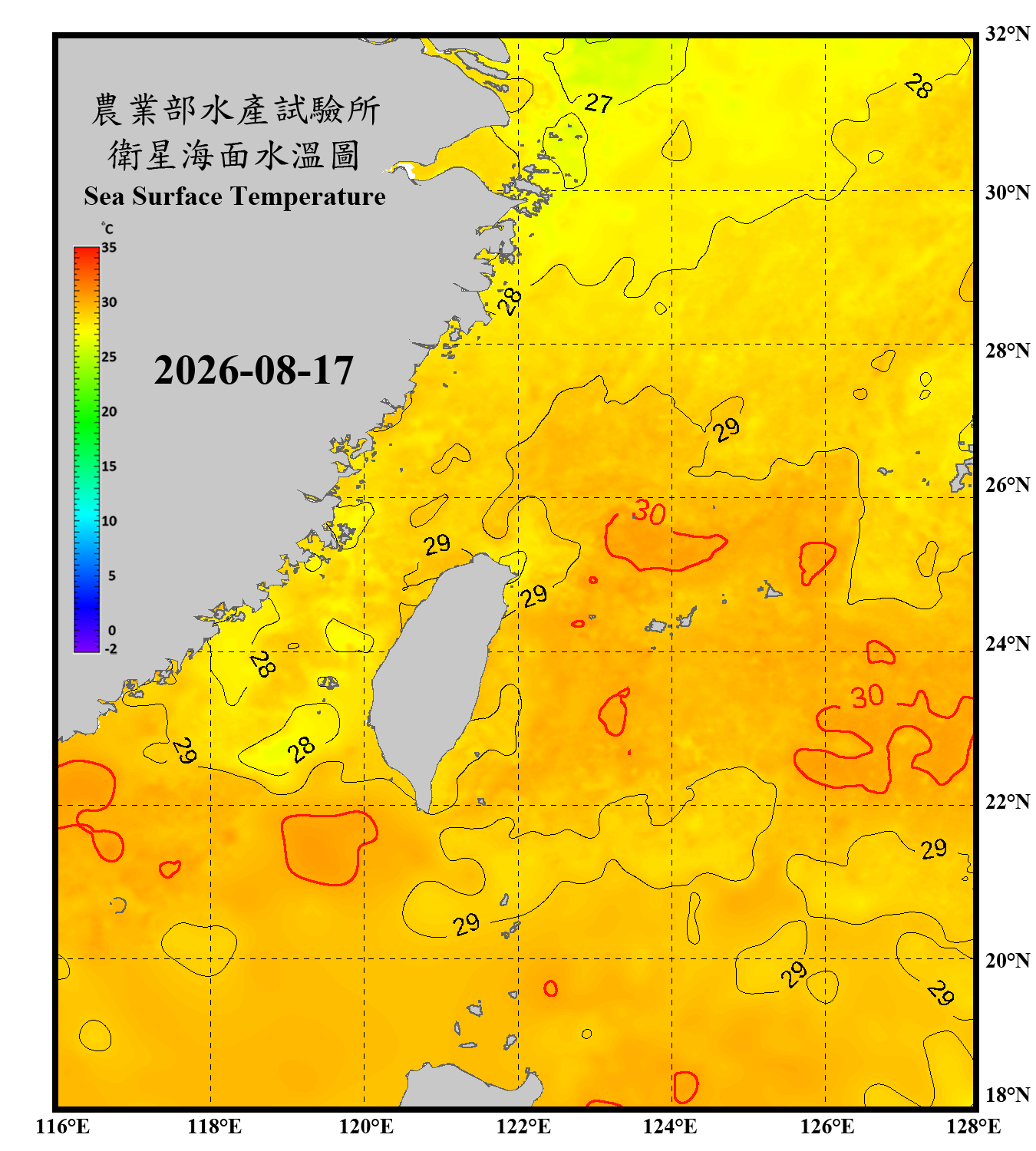 domain-taiwan_20260817090000-JPL-L4_GHRSST-SSTfnd-MUR-GLOB-v02.0-fv04.1.nc_contour