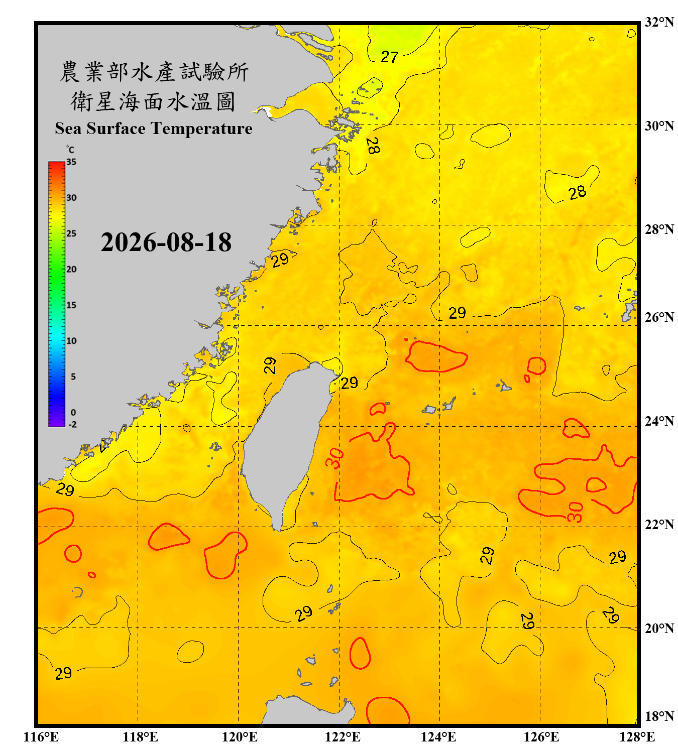 domain-taiwan_20260818090000-JPL-L4_GHRSST-SSTfnd-MUR-GLOB-v02.0-fv04.1.nc_contour