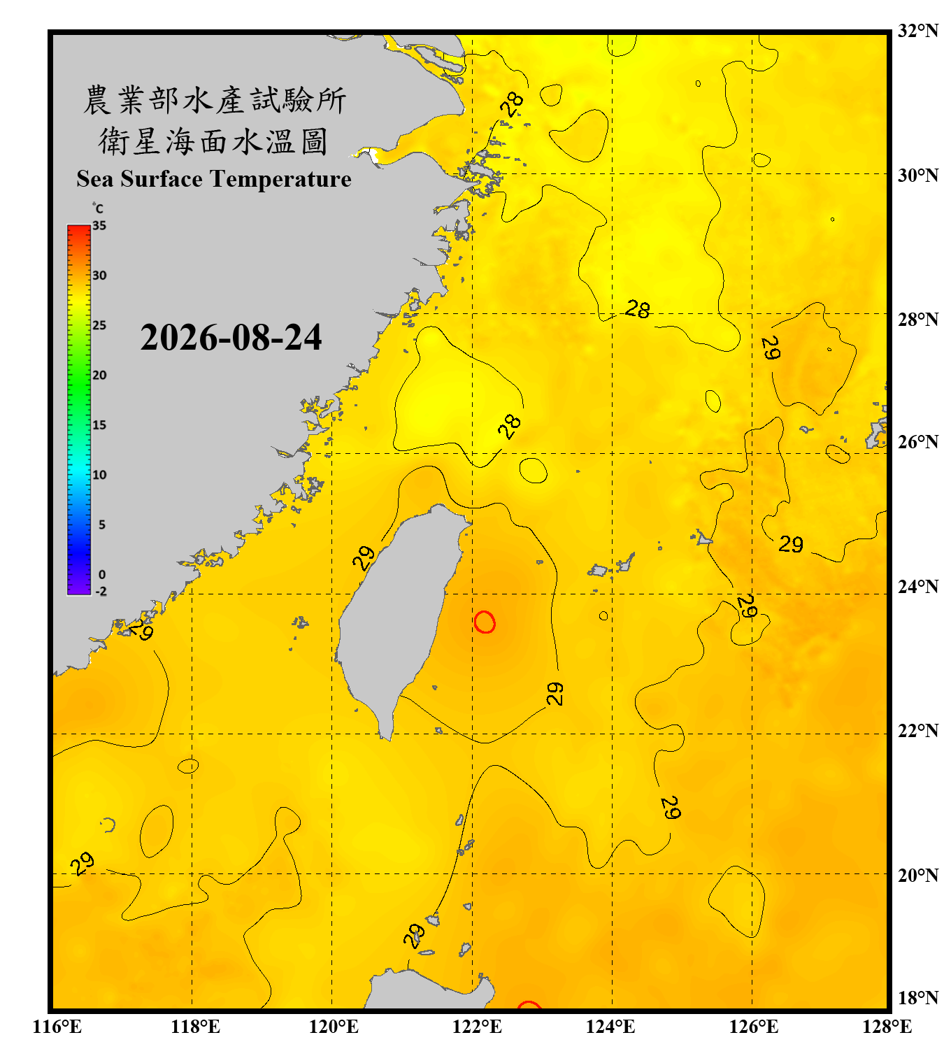 domain-taiwan_20260824090000-JPL-L4_GHRSST-SSTfnd-MUR-GLOB-v02.0-fv04.1.nc_contour