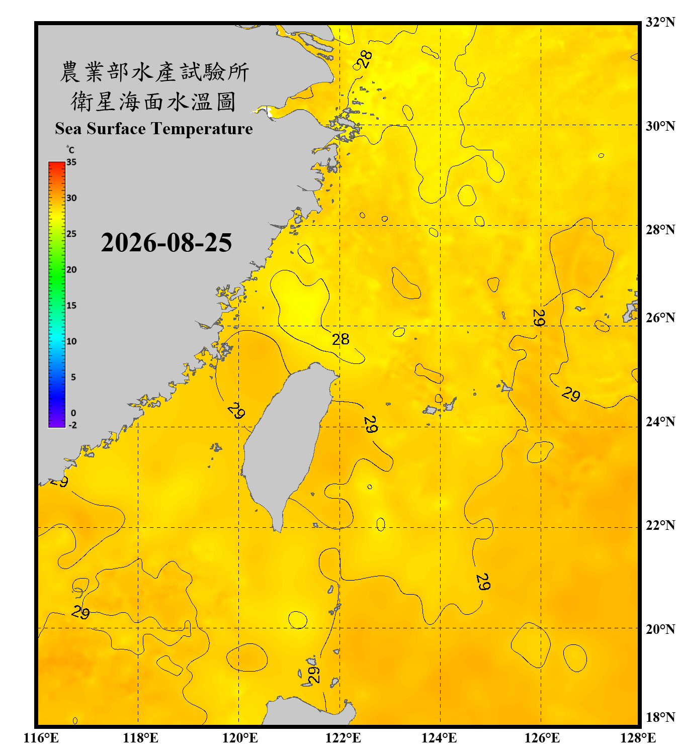 domain-taiwan_20260825090000-JPL-L4_GHRSST-SSTfnd-MUR-GLOB-v02.0-fv04.1.nc_contour