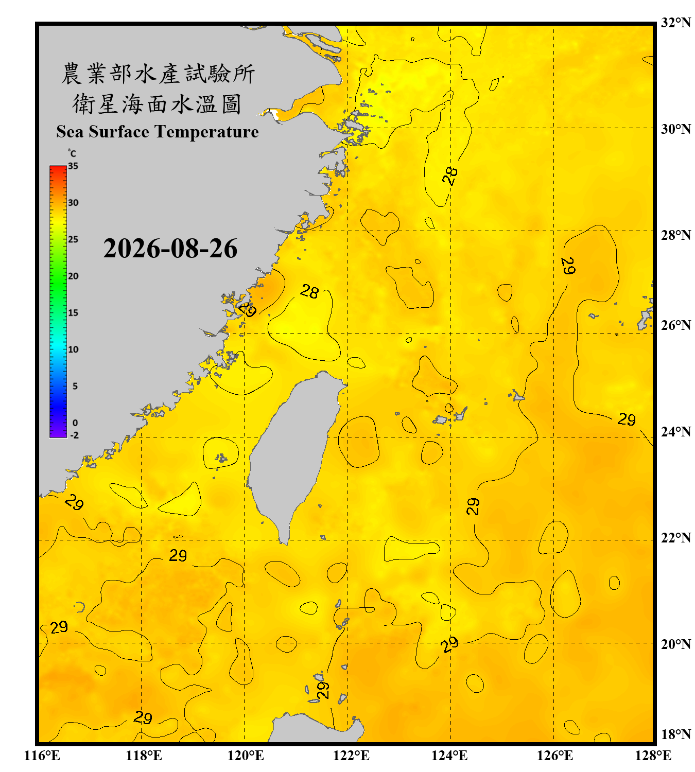 domain-taiwan_20260826090000-JPL-L4_GHRSST-SSTfnd-MUR-GLOB-v02.0-fv04.1.nc_contour