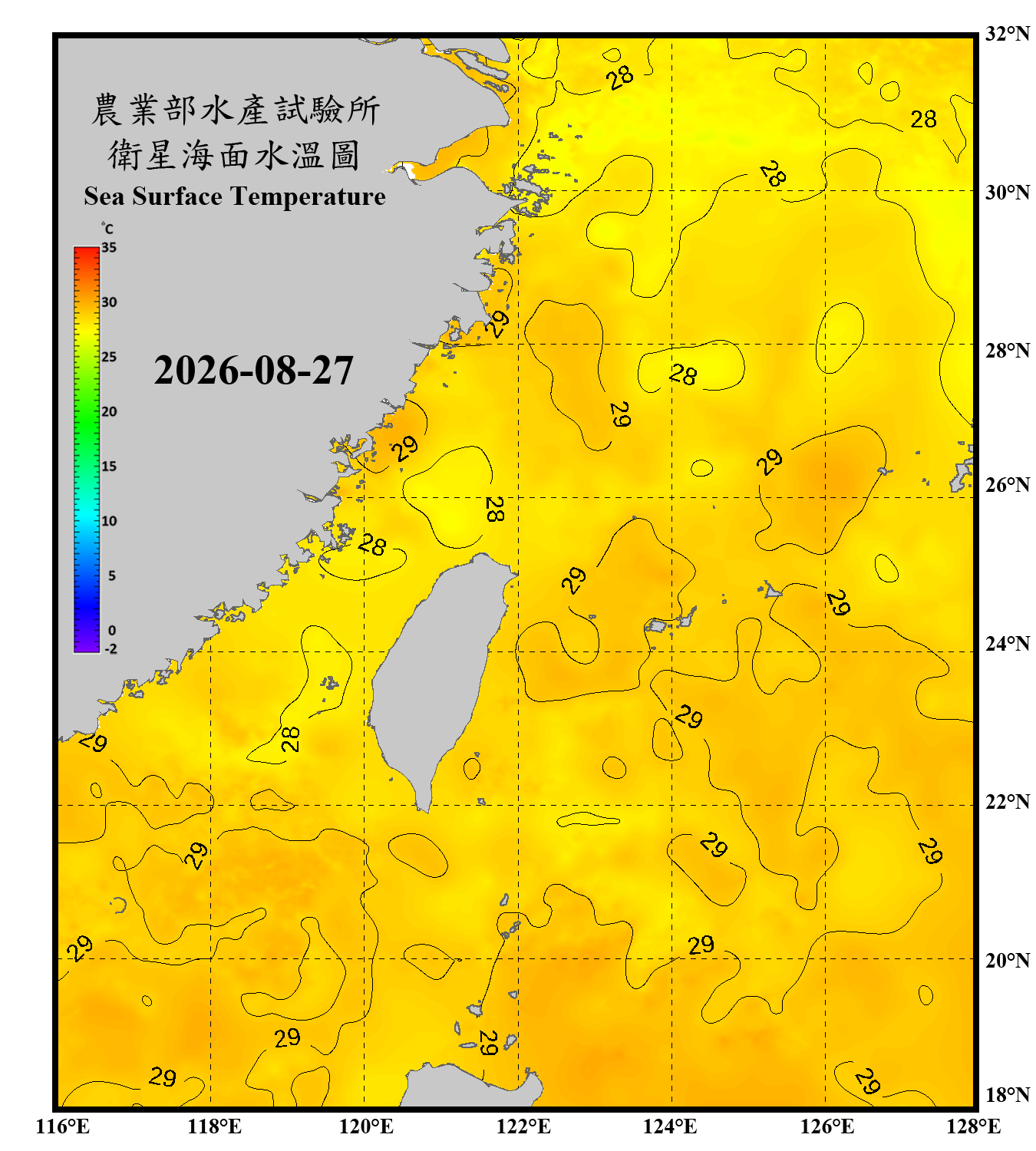 domain-taiwan_20260827090000-JPL-L4_GHRSST-SSTfnd-MUR-GLOB-v02.0-fv04.1.nc_contour