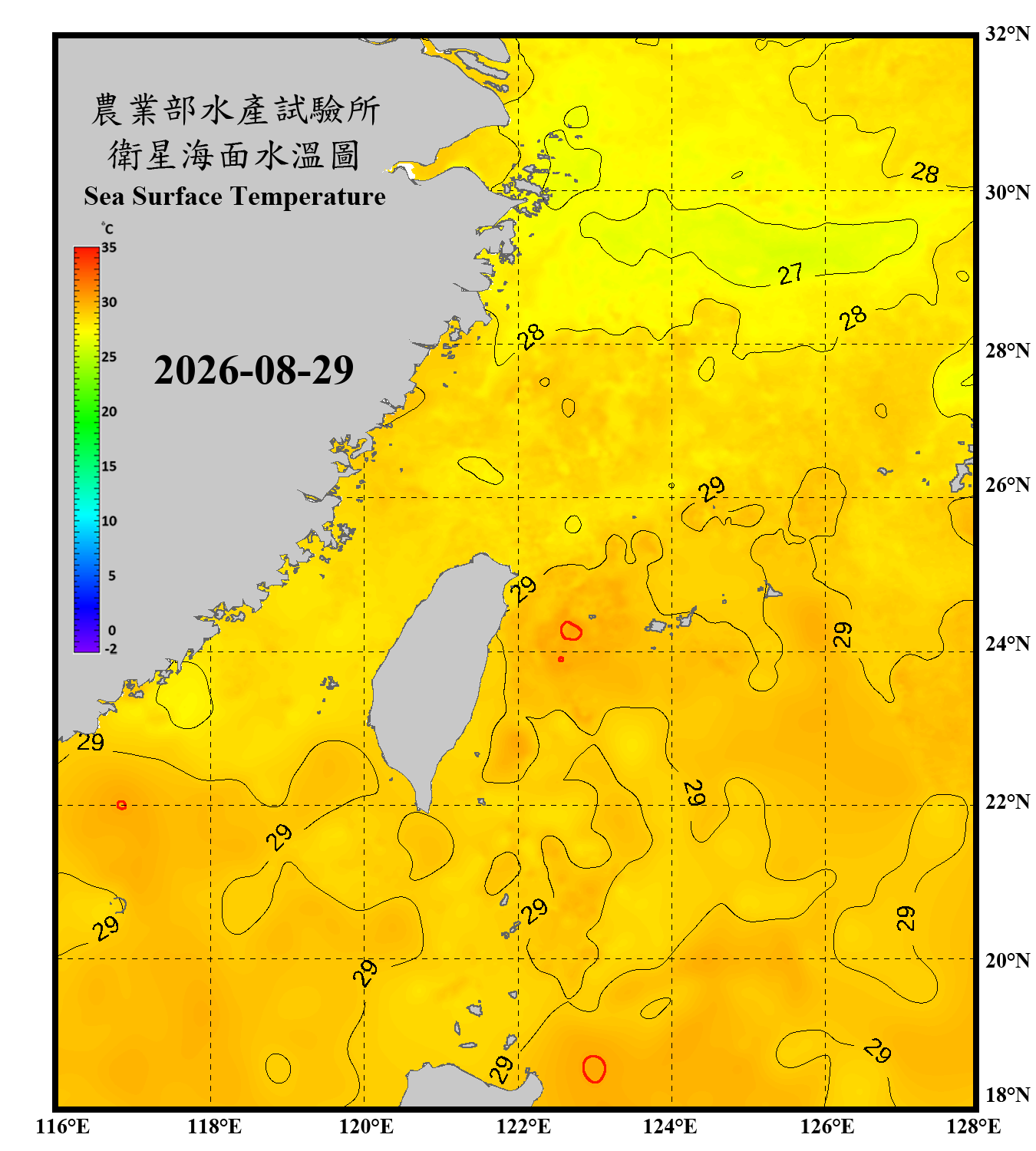 domain-taiwan_20260829090000-JPL-L4_GHRSST-SSTfnd-MUR-GLOB-v02.0-fv04.1.nc_contour